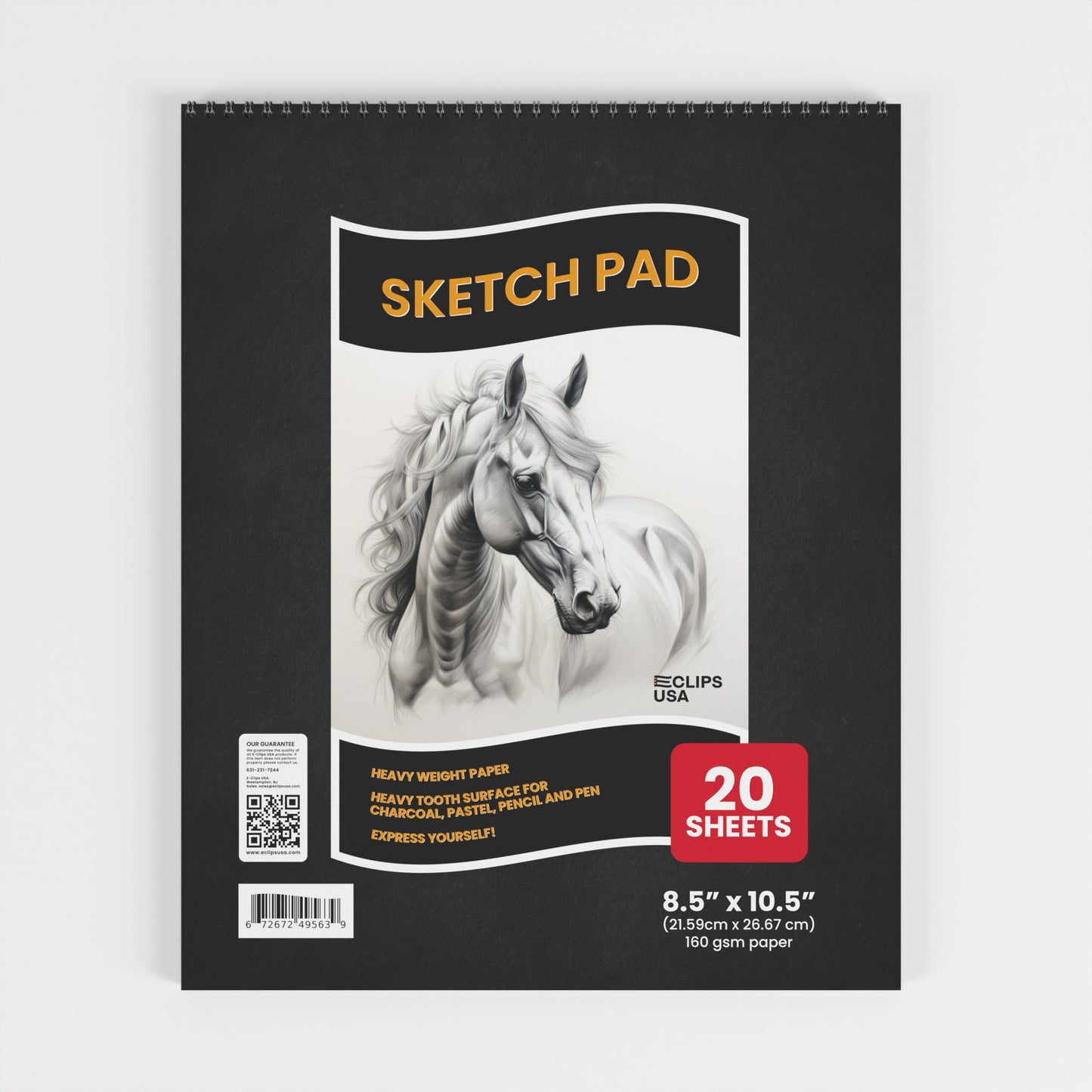 Top-Spiral Sketch Pad - 8.5 X 10.5 Inches, 160 Gsm Heavy-tooth Paper, 20 Sheets