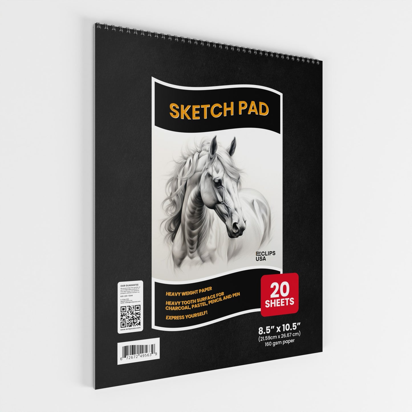 Top-Spiral Sketch Pad - 8.5 X 10.5 Inches, 160 Gsm Heavy-tooth Paper, 20 Sheets