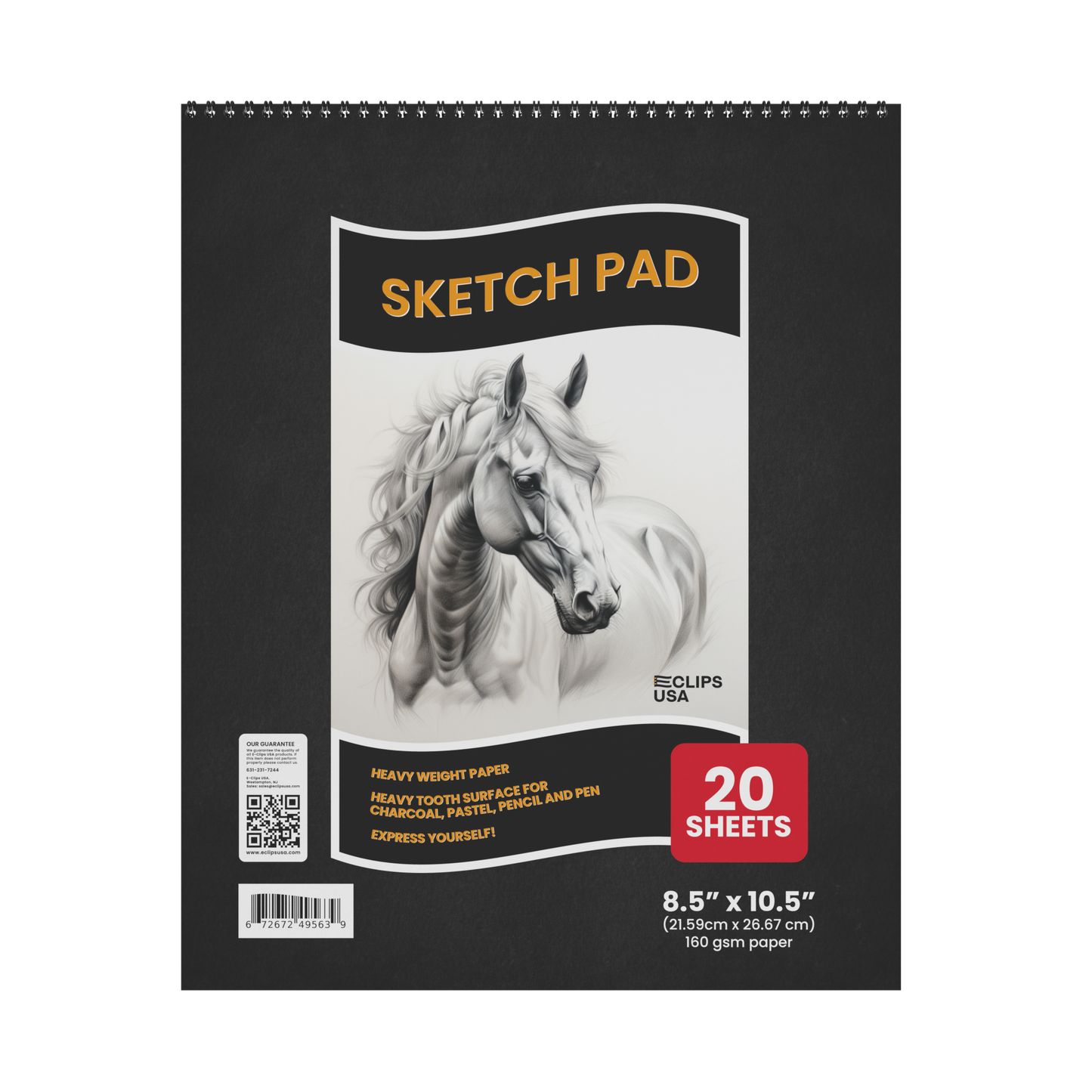 Top-Spiral Sketch Pad - 8.5 X 10.5 Inches, 160 Gsm Heavy-tooth Paper, 20 Sheets