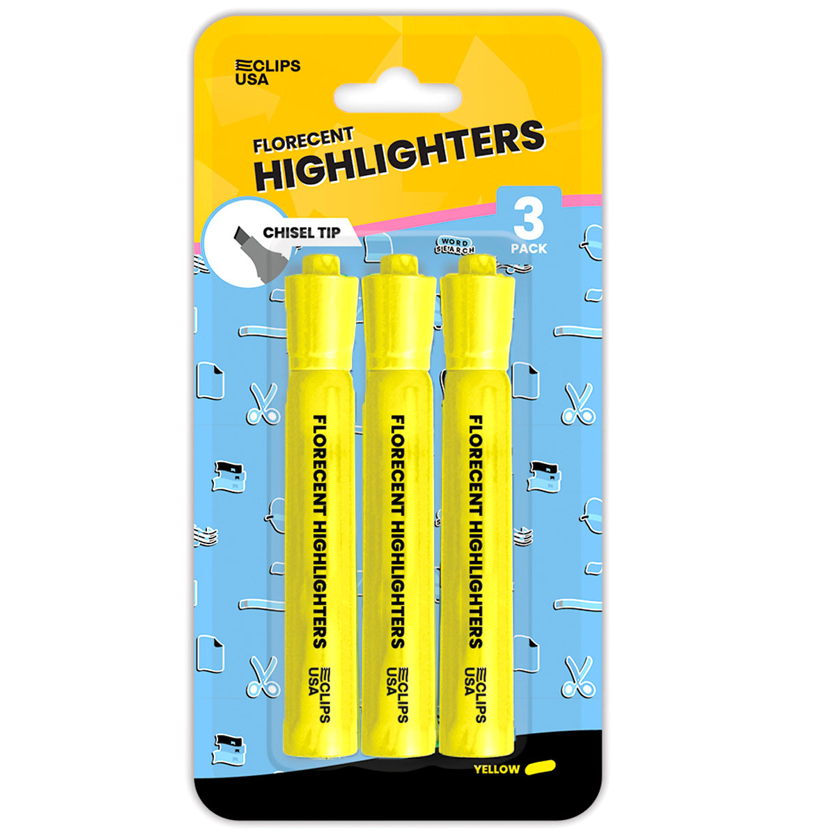 49923: Chisel Tip Yellow Highlighters - 3 Pack