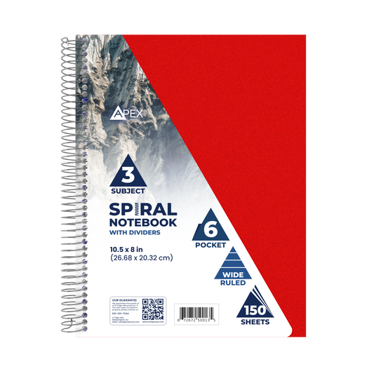 50013: 3 Subject Poly Notebook, Wide Ruled, 150 Sheets