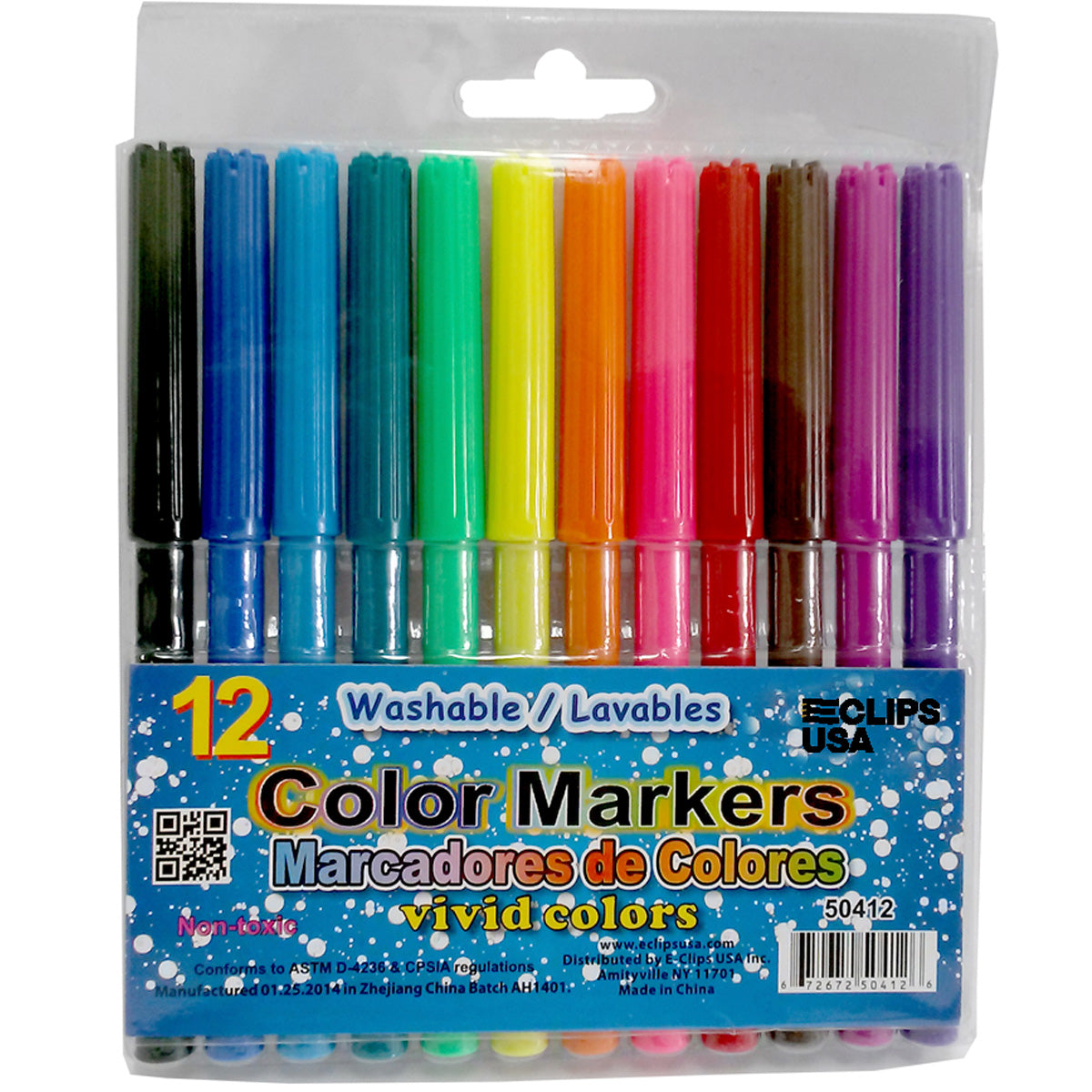 50412: Fine Tip Coloring Markers - 12 Pack