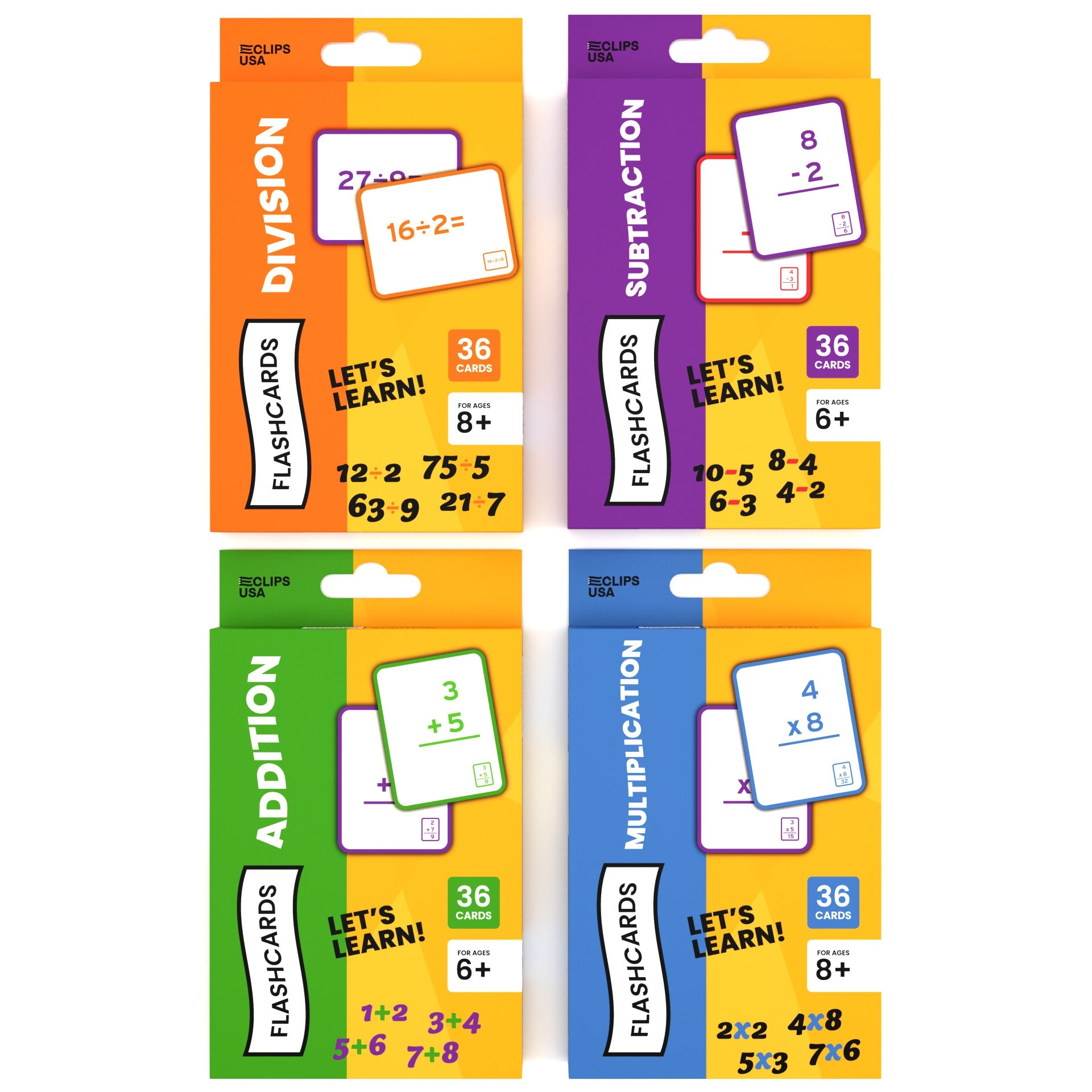 Front facing image of Assorted Math Flash Cards.