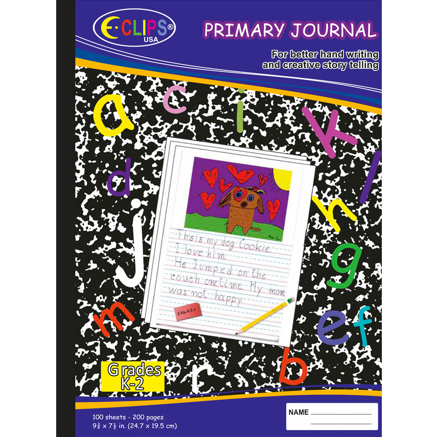 Composition Notebook: Primary Journal, 9.75 x 7.5, (Blue), 100 Sheets, units/48