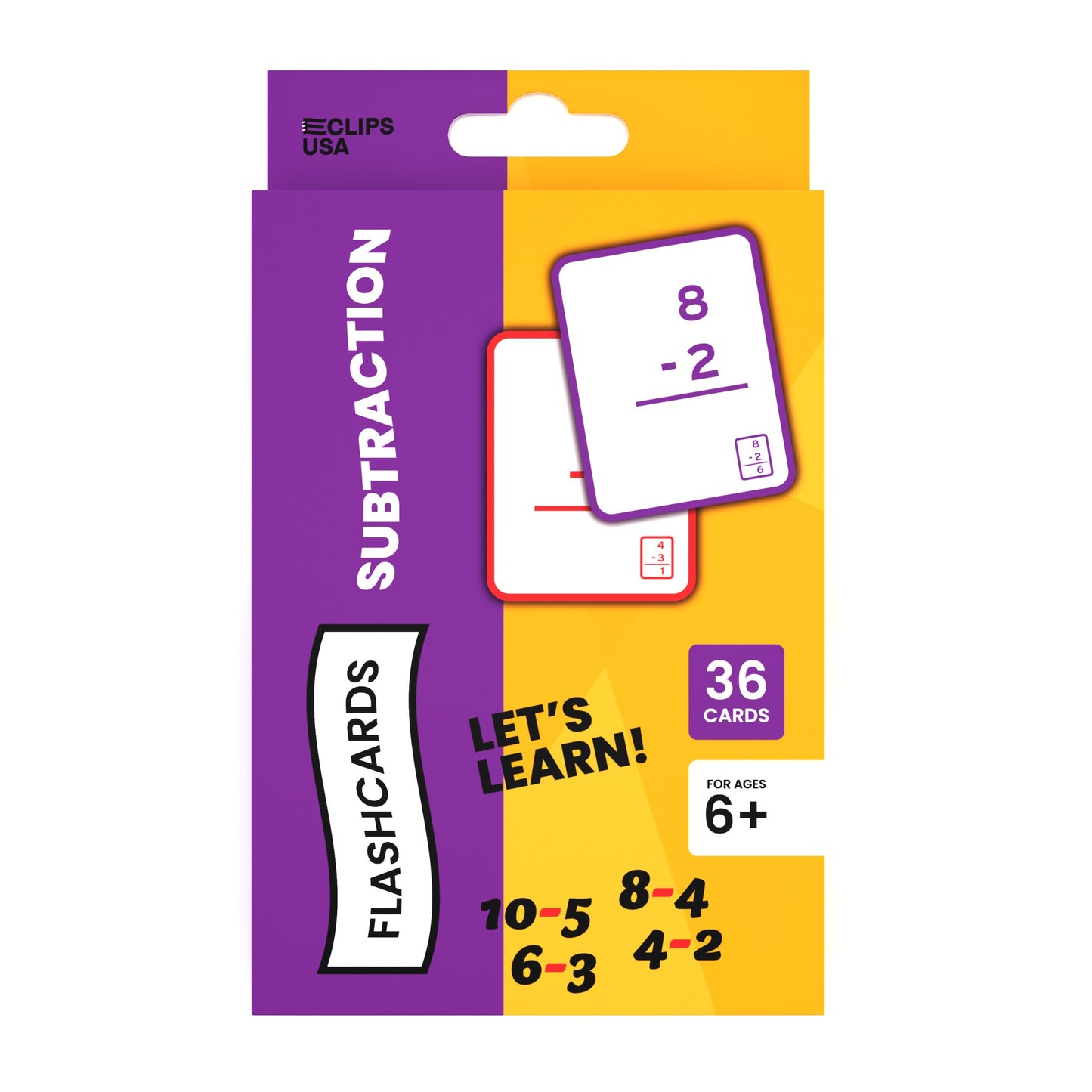 Subtraction Flash Cards: Set of 36 Cards, Case of 48 Sets