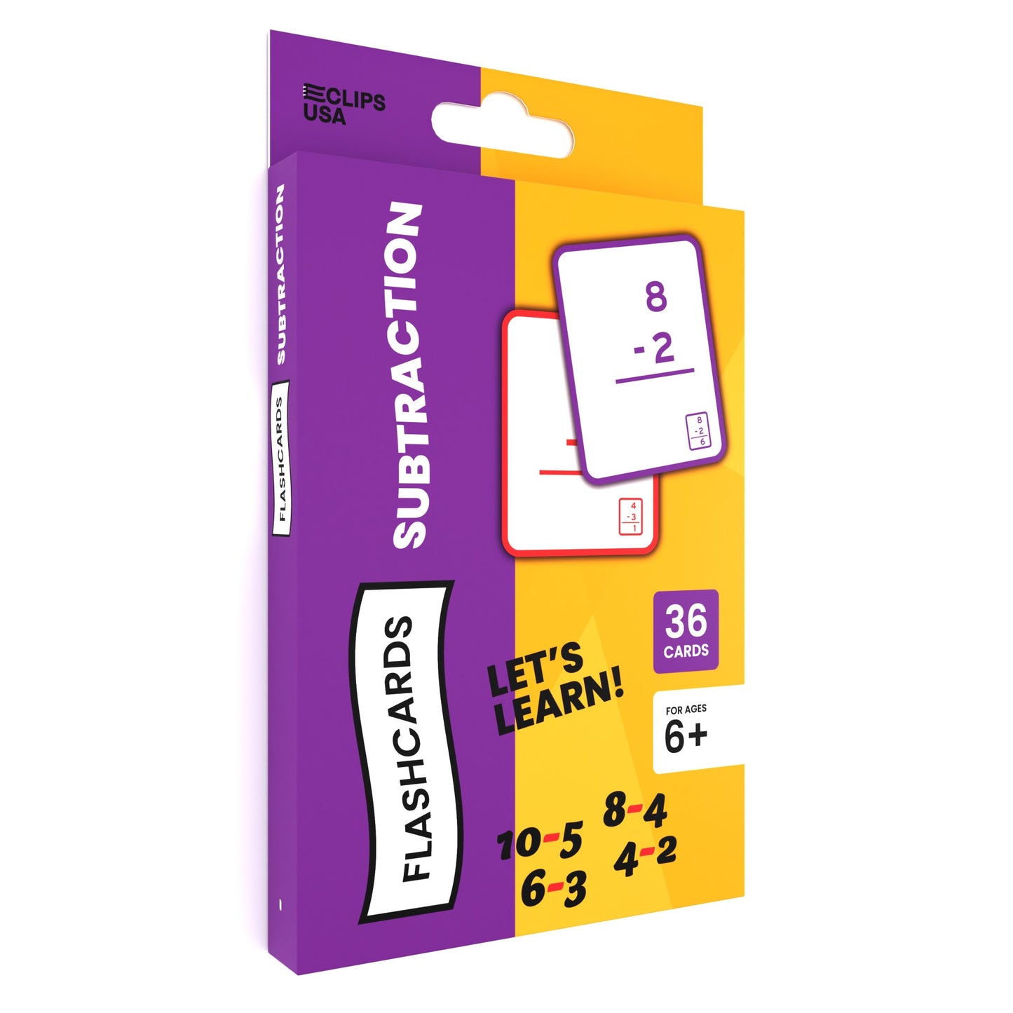 Subtraction Flash Cards: Set of 36 Cards, Case of 48 Sets