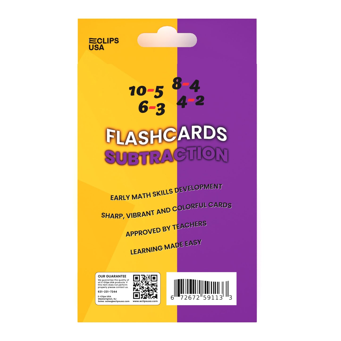 Subtraction Flash Cards: Set of 36 Cards, Case of 48 Sets