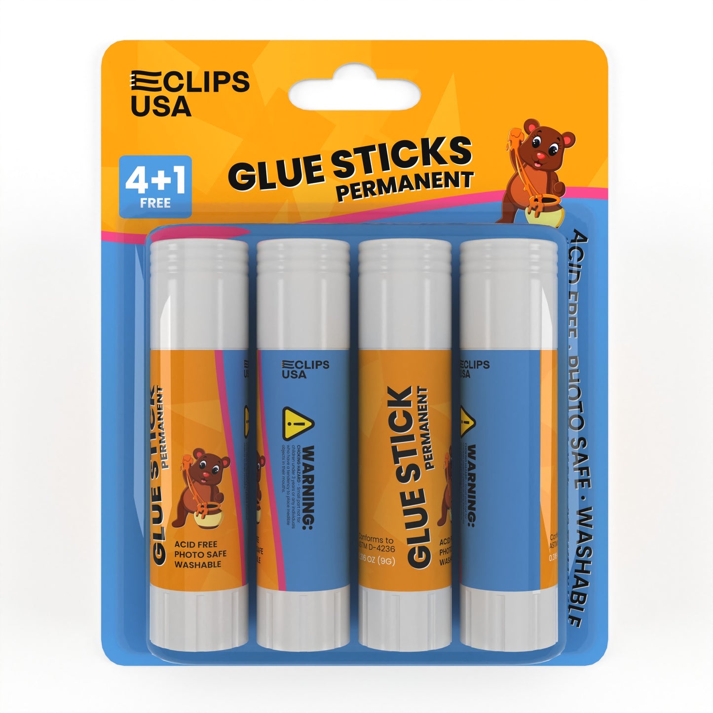 All-purpose Glue Sticks - Washable, Acid-free, Photo-safe, 5 Pack, 0.316 Oz