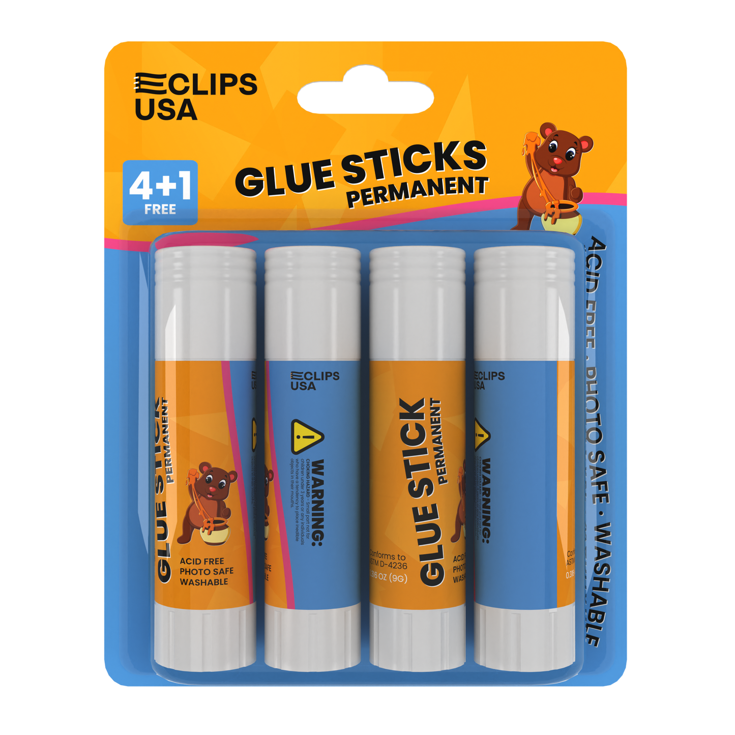 All-purpose Glue Sticks - Washable, Acid-free, Photo-safe, 5 Pack, 0.316 Oz