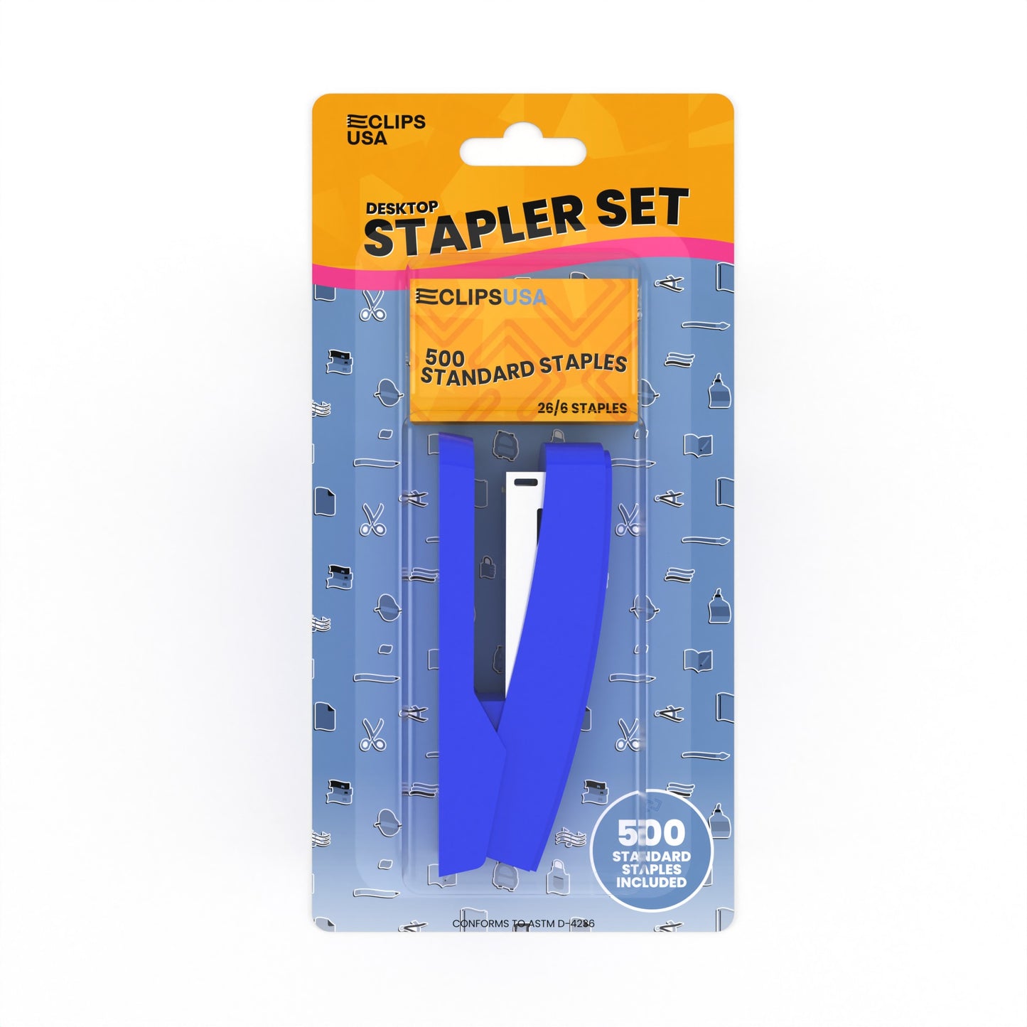 Stapler Set - Includes Full-strip Desktop Jam-free Stapler With 20 Sheet Capacity, And 500 Staples