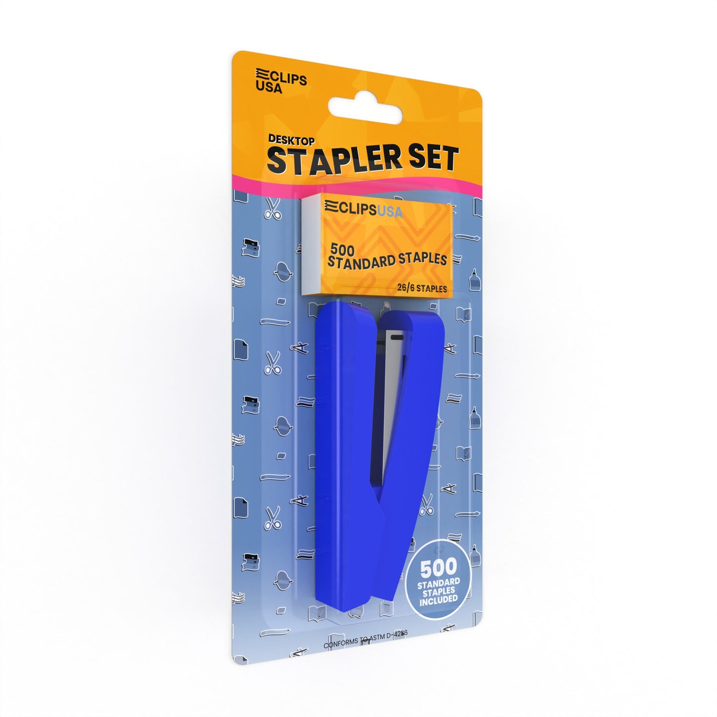 Stapler Set - Includes Full-strip Desktop Jam-free Stapler With 20 Sheet Capacity, And 500 Staples