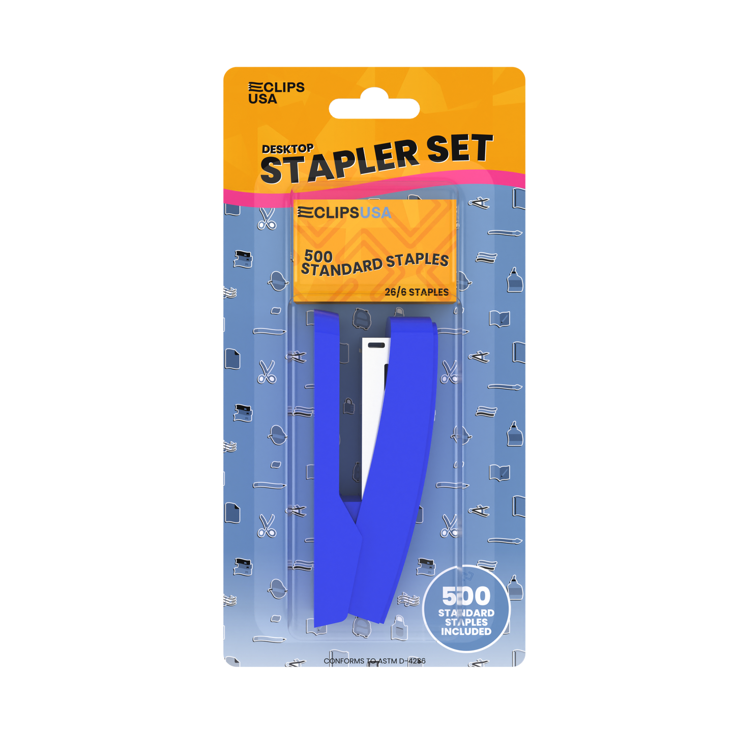 Stapler Set - Includes Full-strip Desktop Jam-free Stapler With 20 Sheet Capacity, And 500 Staples