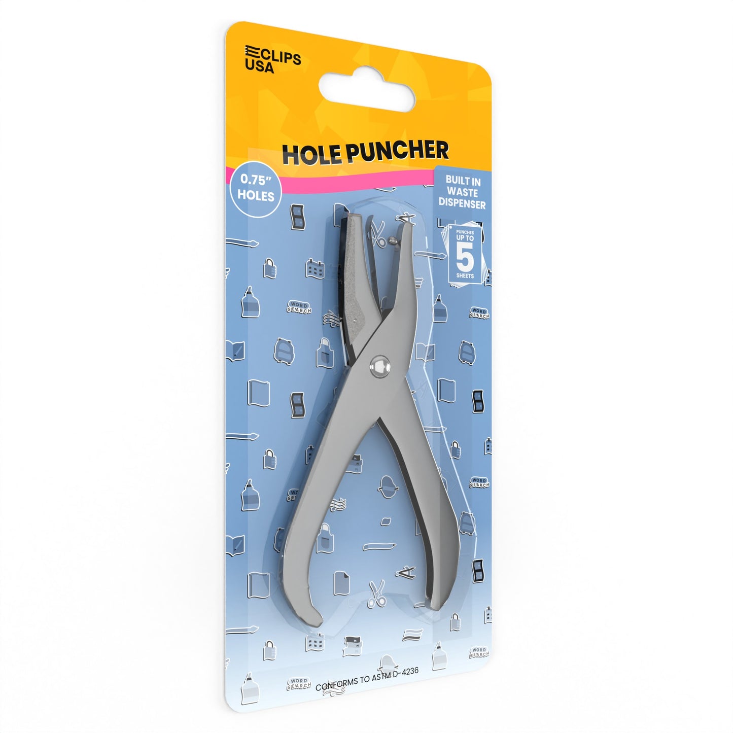 Single Hole Puncher - Heavy-duty, 5-page Capacity, 1/4 Inch Diameter, Stainless Steel