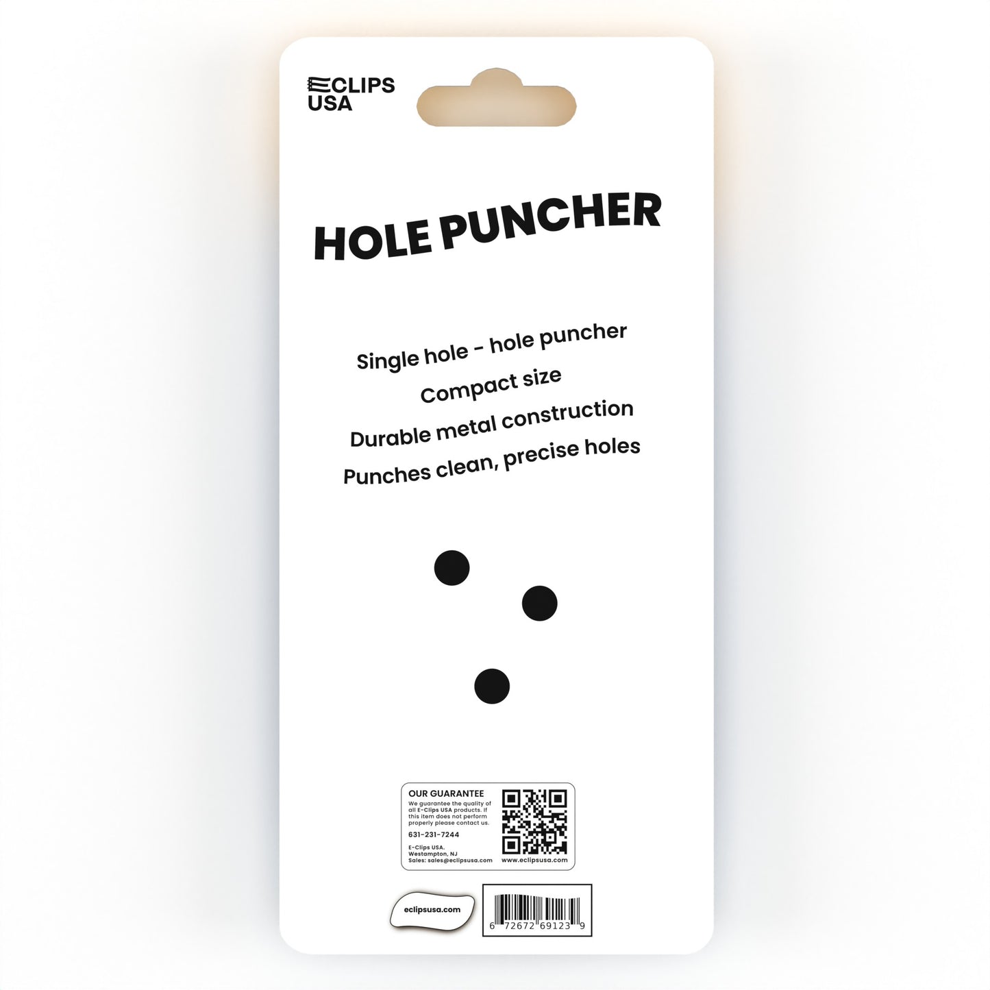 Single Hole Puncher - Heavy-duty, 5-page Capacity, 1/4 Inch Diameter, Stainless Steel