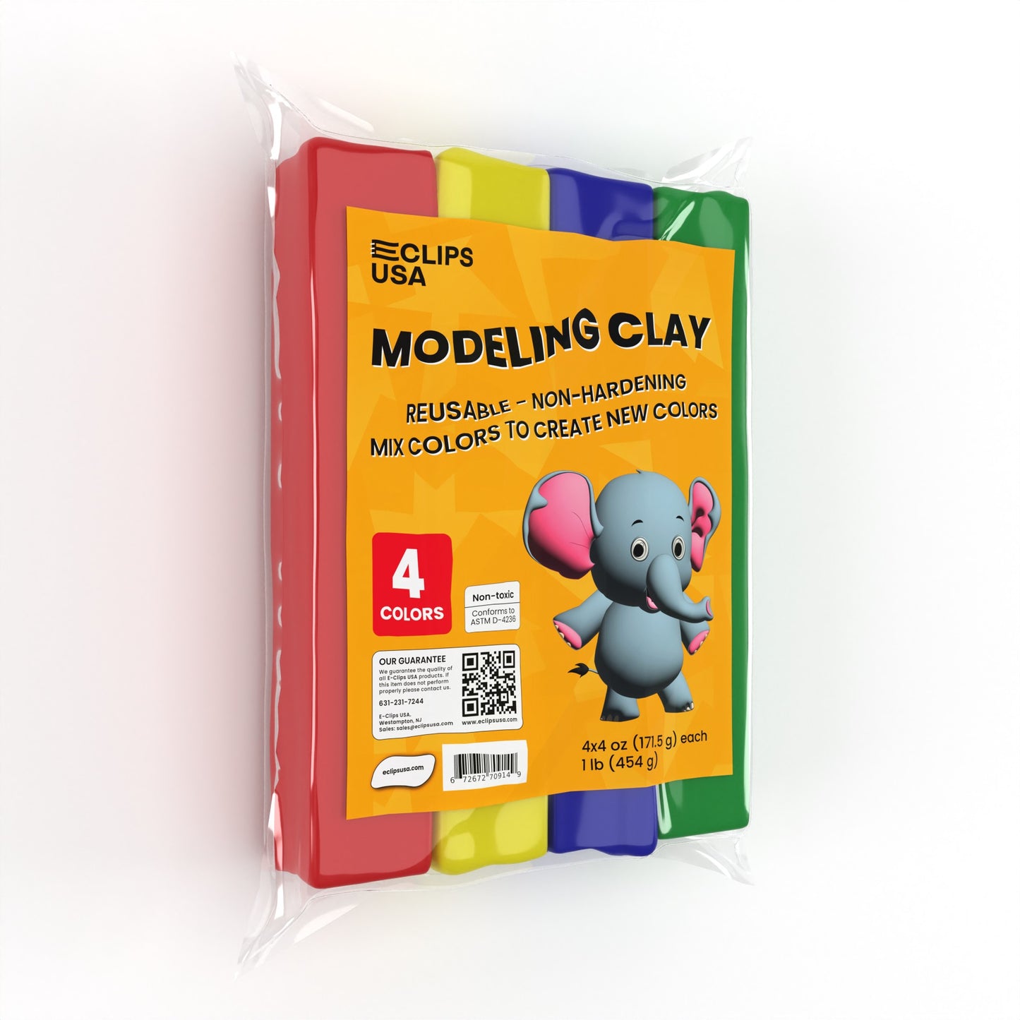 Modeling Clay for Kids - Non-toxic, 4 Sticks, Assorted Colors, 1 Lb (64 Oz)