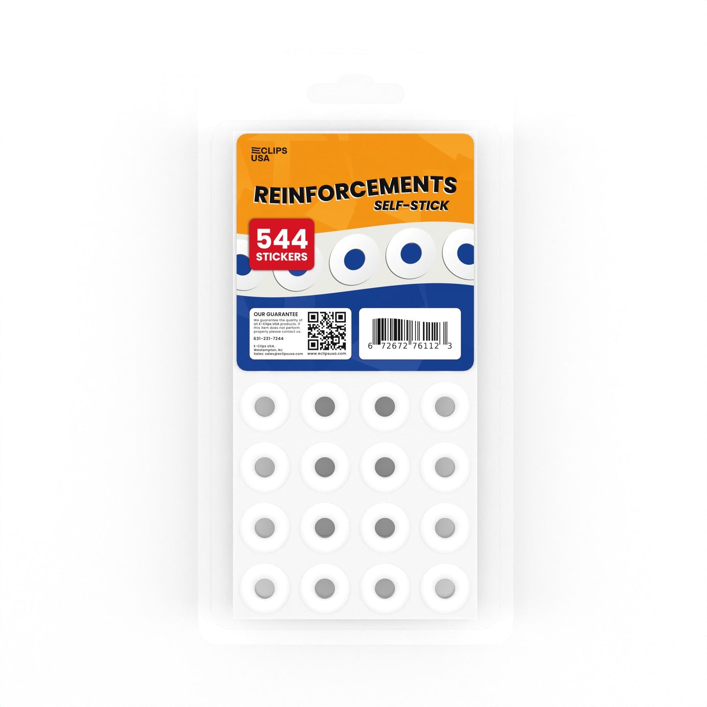 Reinforcement Labels - Self-stick, 1/4-Inch Diameter, White, 544 Labels On Sheets