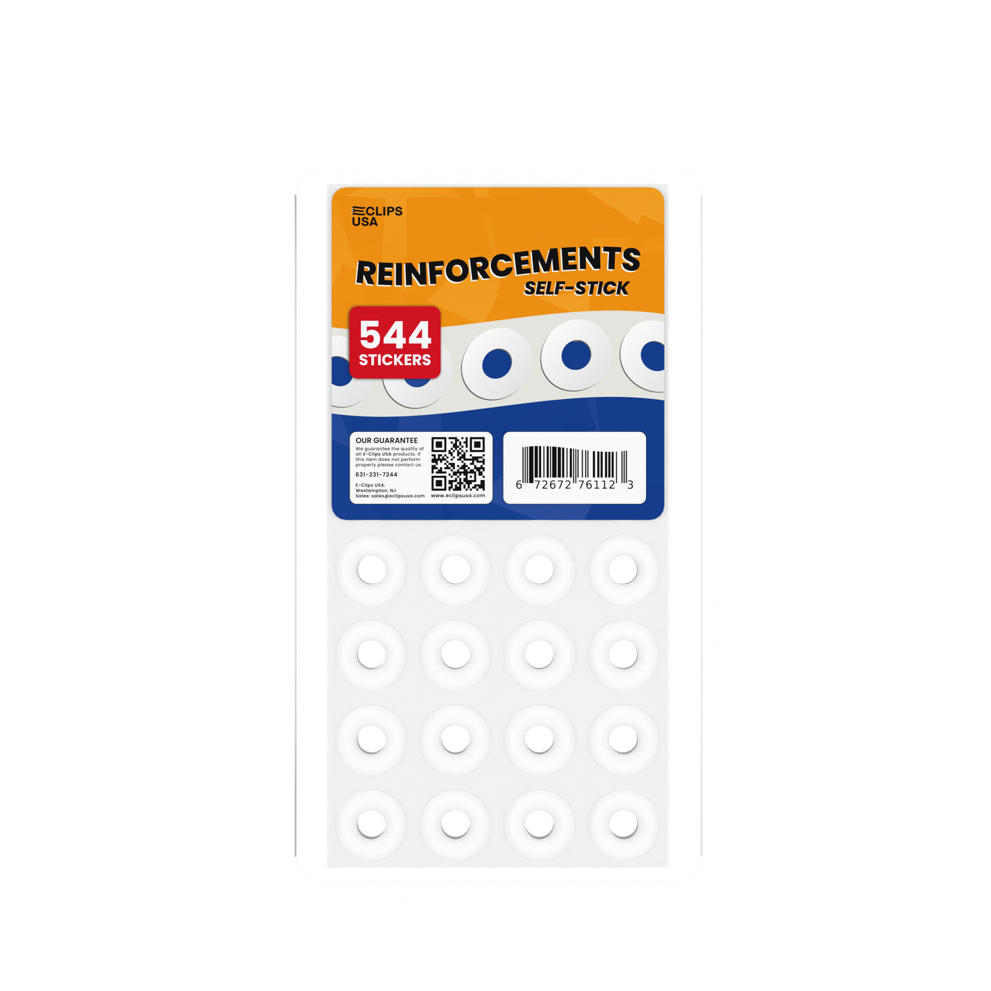 Reinforcement Labels - Self-stick, 1/4-Inch Diameter, White, 544 Labels On Sheets