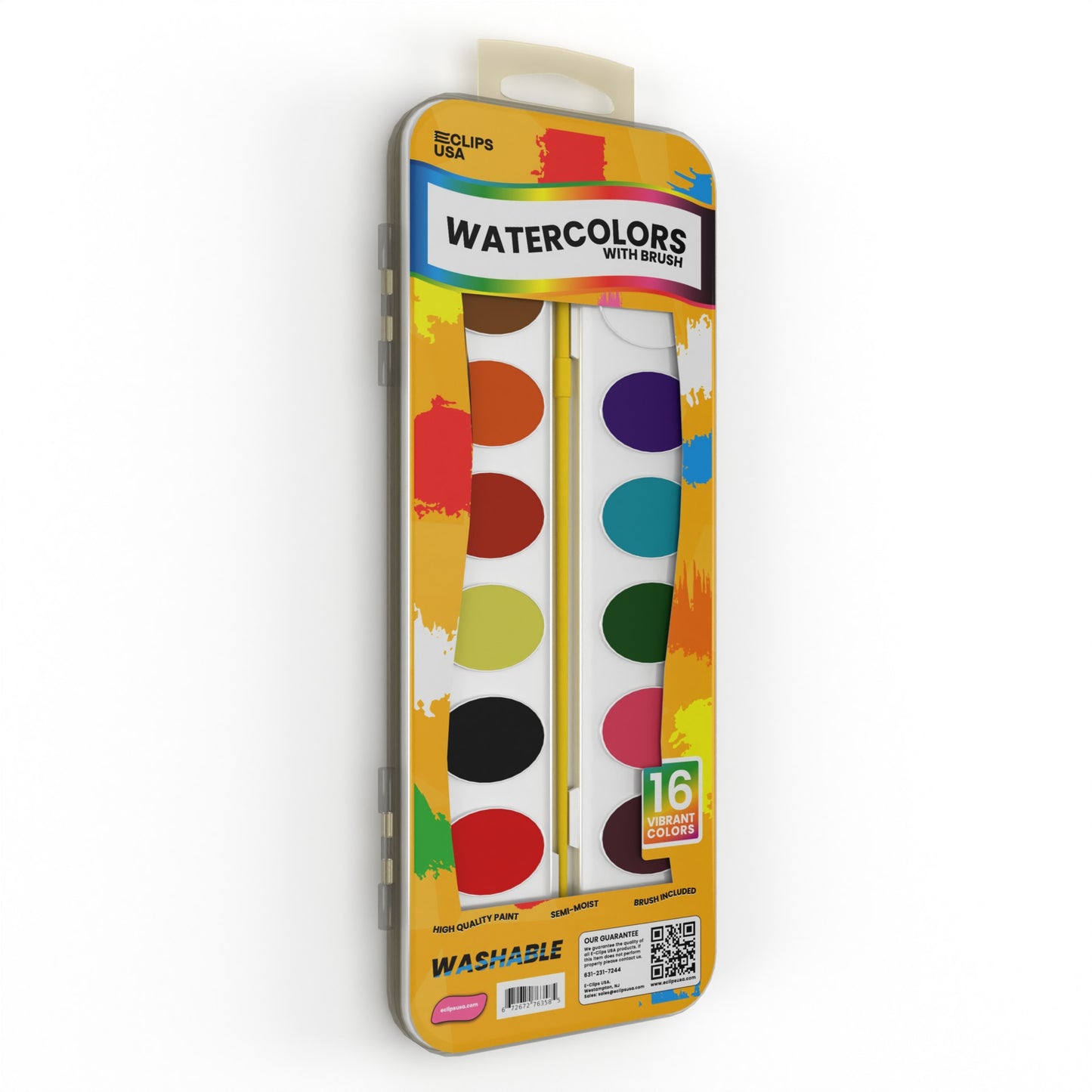 Watercolor Paint Kit - Ink And Brush Included, 16 Assorted Washable Colors