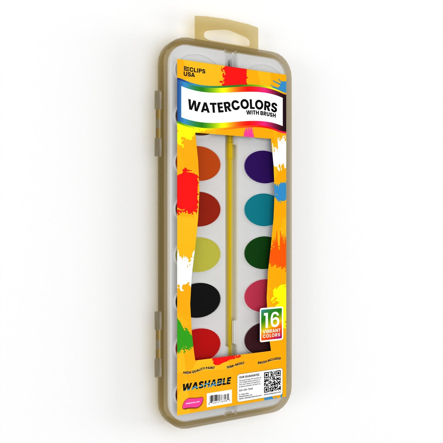 Watercolor Paint Kit - Ink And Brush Included, 16 Assorted Washable Colors