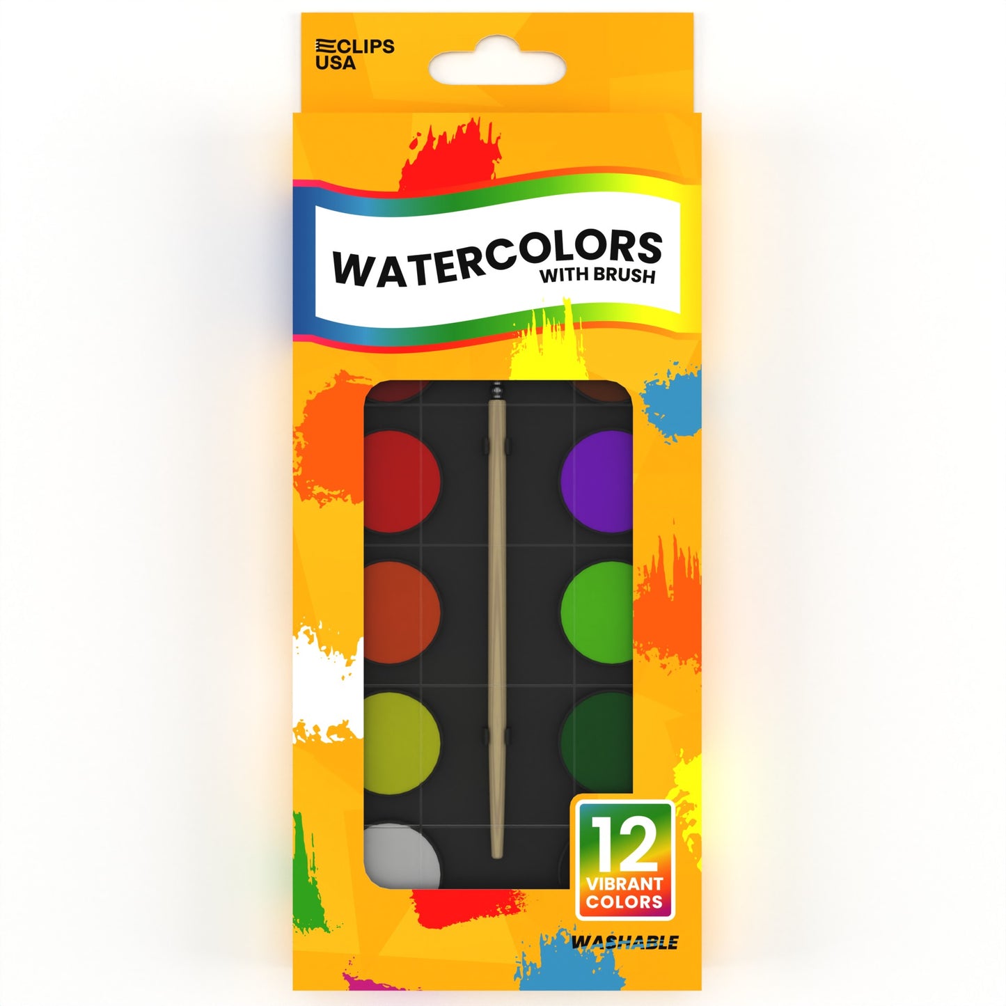 Watercolor Paint Kit - Ink And Brush Included, 12 Assorted Washable Colors