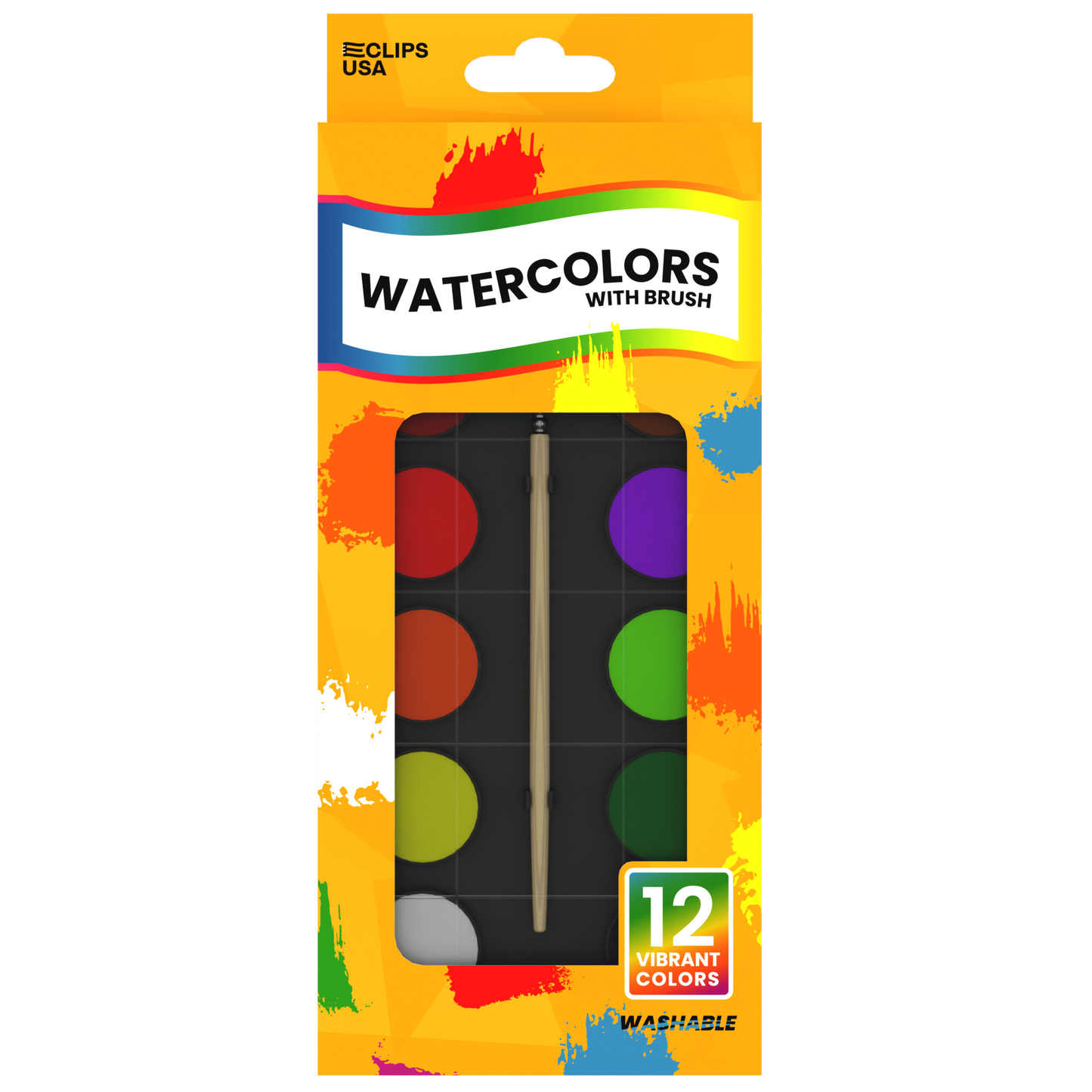 Watercolor Paint Kit - Ink And Brush Included, 12 Assorted Washable Colors