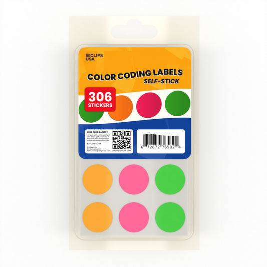 Color Coding Labels - Self-stick, 3/4 Inch Diameter, 306 Labels On Sheets, Assorted Colors