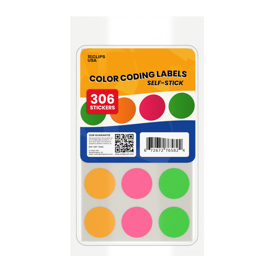 Color Coding Labels - Self-stick, 3/4 Inch Diameter, 306 Labels On Sheets, Assorted Colors