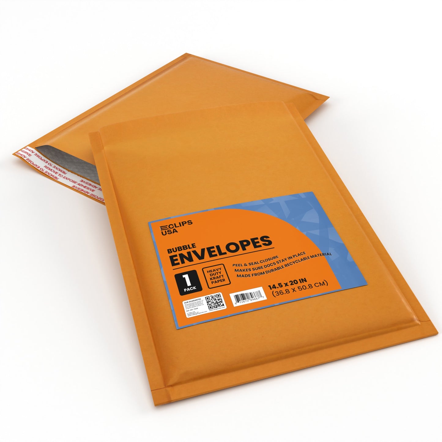 Kraft Padded Bubble Mailer Envelopes - Peel & Seal Closure, 14.5 X 20 Inches