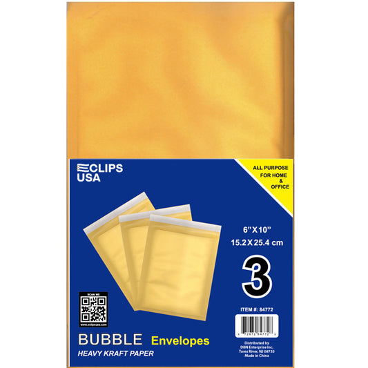 84772: Manila Bubble Envelopes, 6x10, 3 Pack