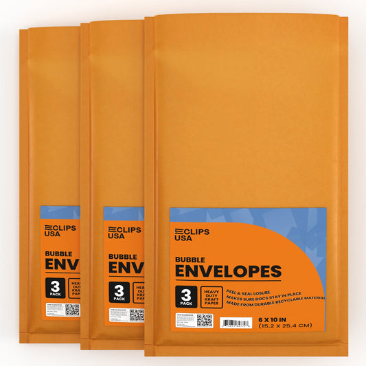 Kraft Padded Bubble Mailer Envelopes - Peel & Seal Closure, 6 X 10 Inches, 3-count