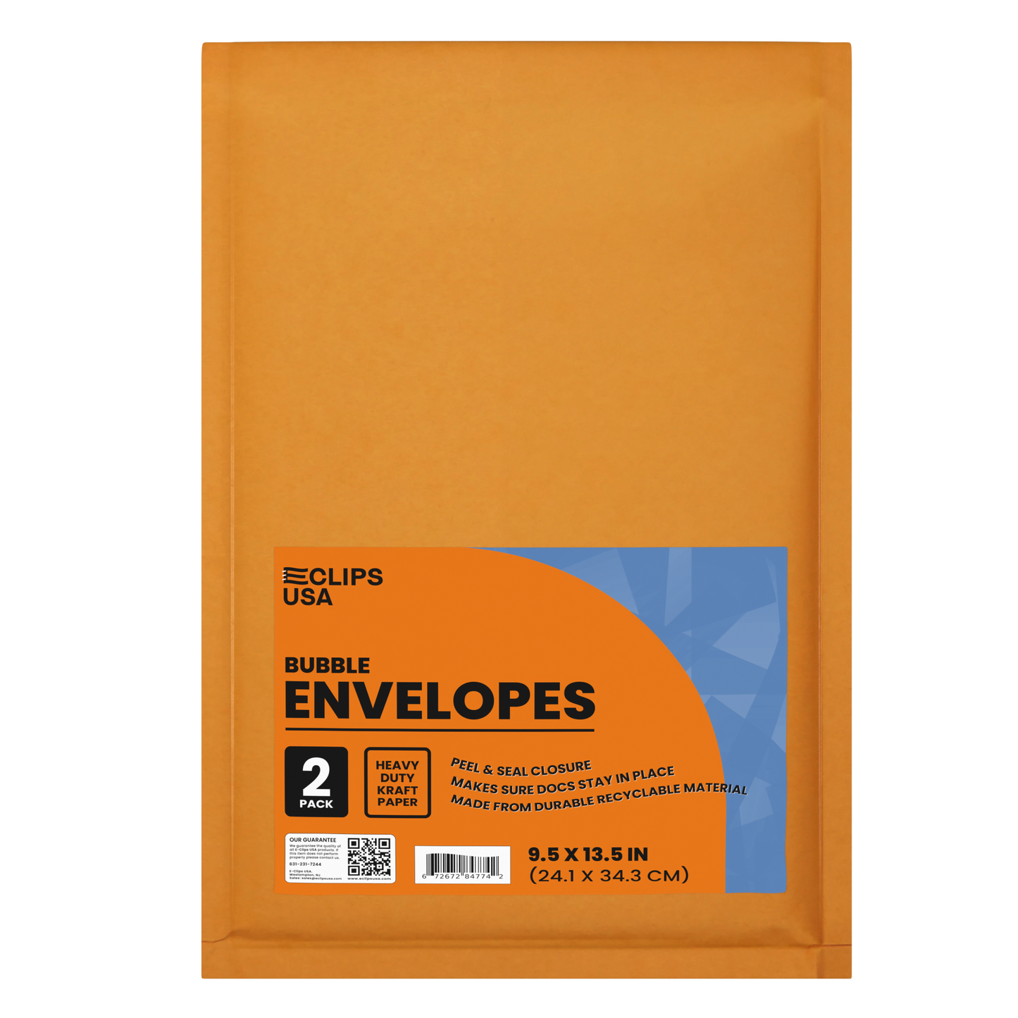 Kraft Padded Bubble Mailer Envelopes - Peel & Seal Closure, 9 X 13 Inches, 2-count