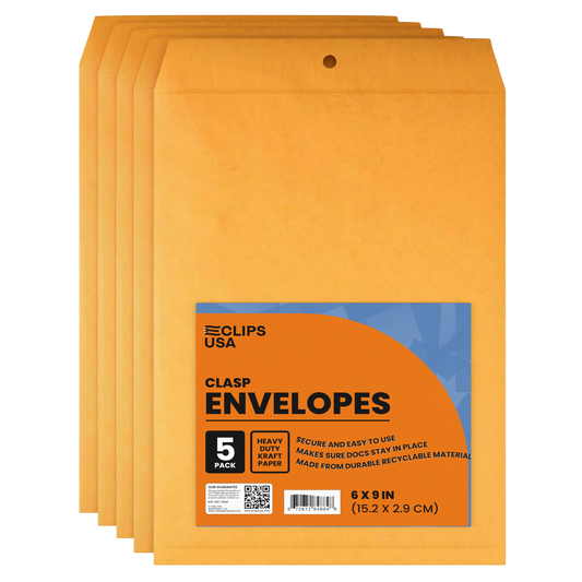 Kraft Clasp Envelopes - 6 X 9 Inches, 5-count