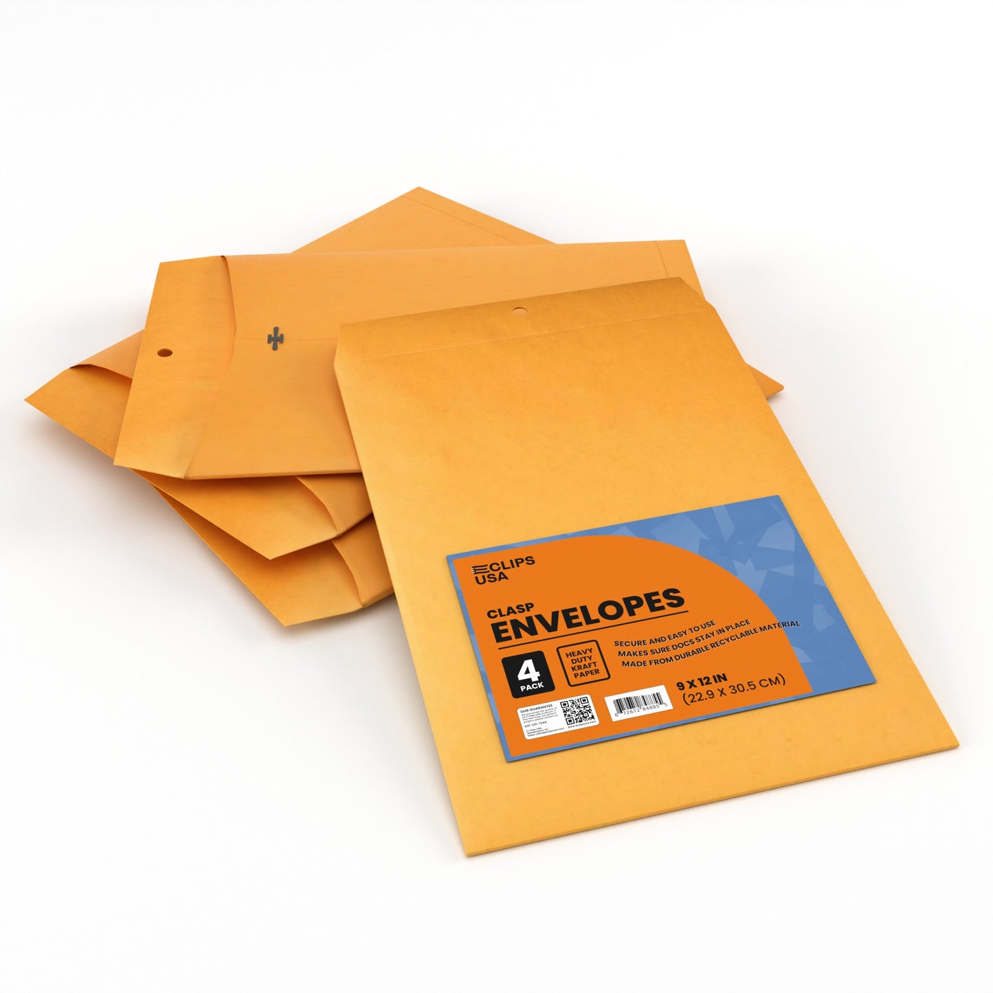 Kraft Clasp Envelopes - 9 X 12 Inches, 4-count