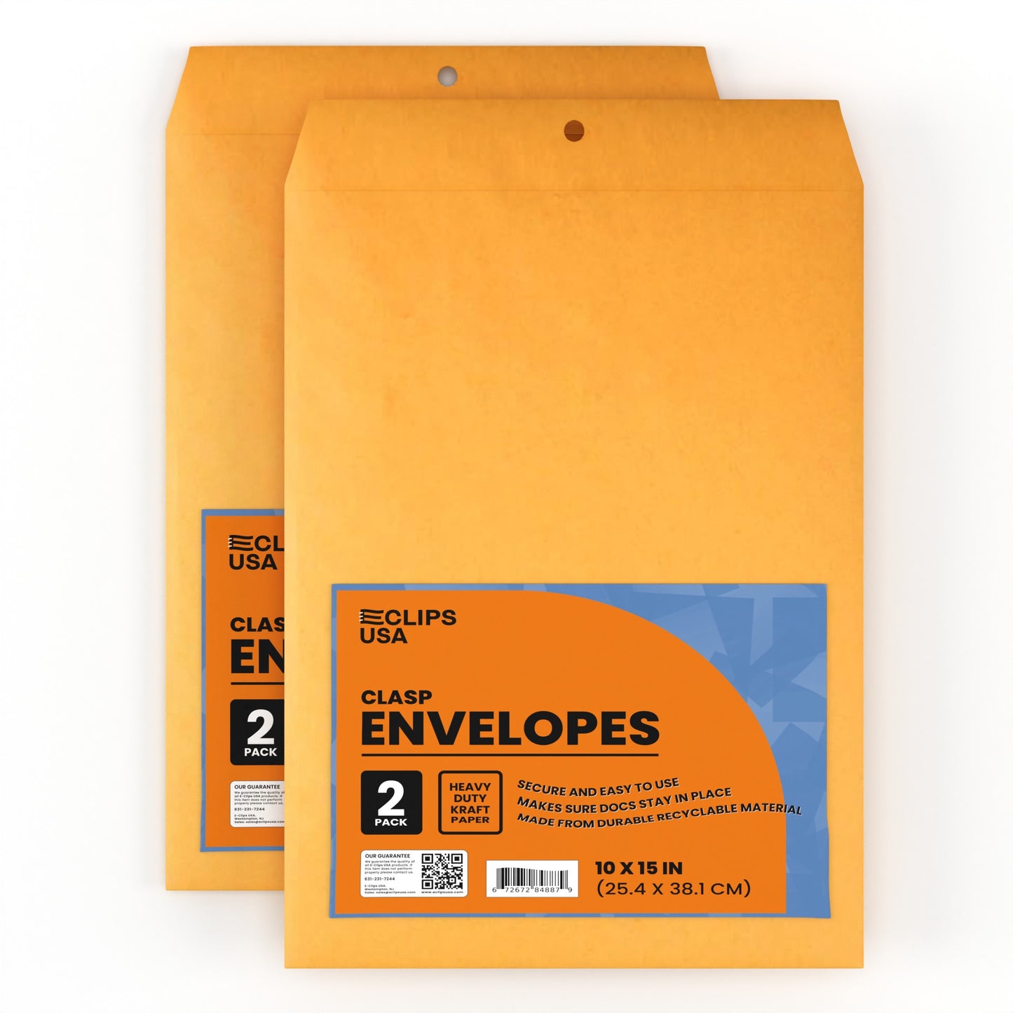 Kraft Clasp Envelopes - 10 X 15 Inches, 2-count