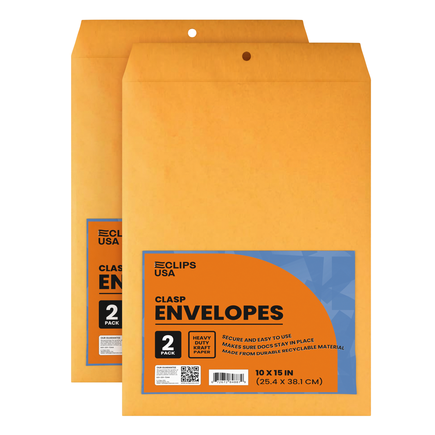 Kraft Clasp Envelopes - 10 X 15 Inches, 2-count