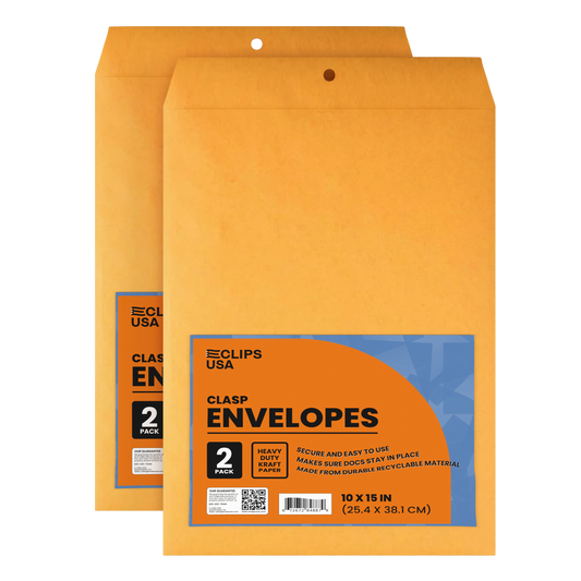 Kraft Clasp Envelopes - 10 X 15 Inches, 2-count