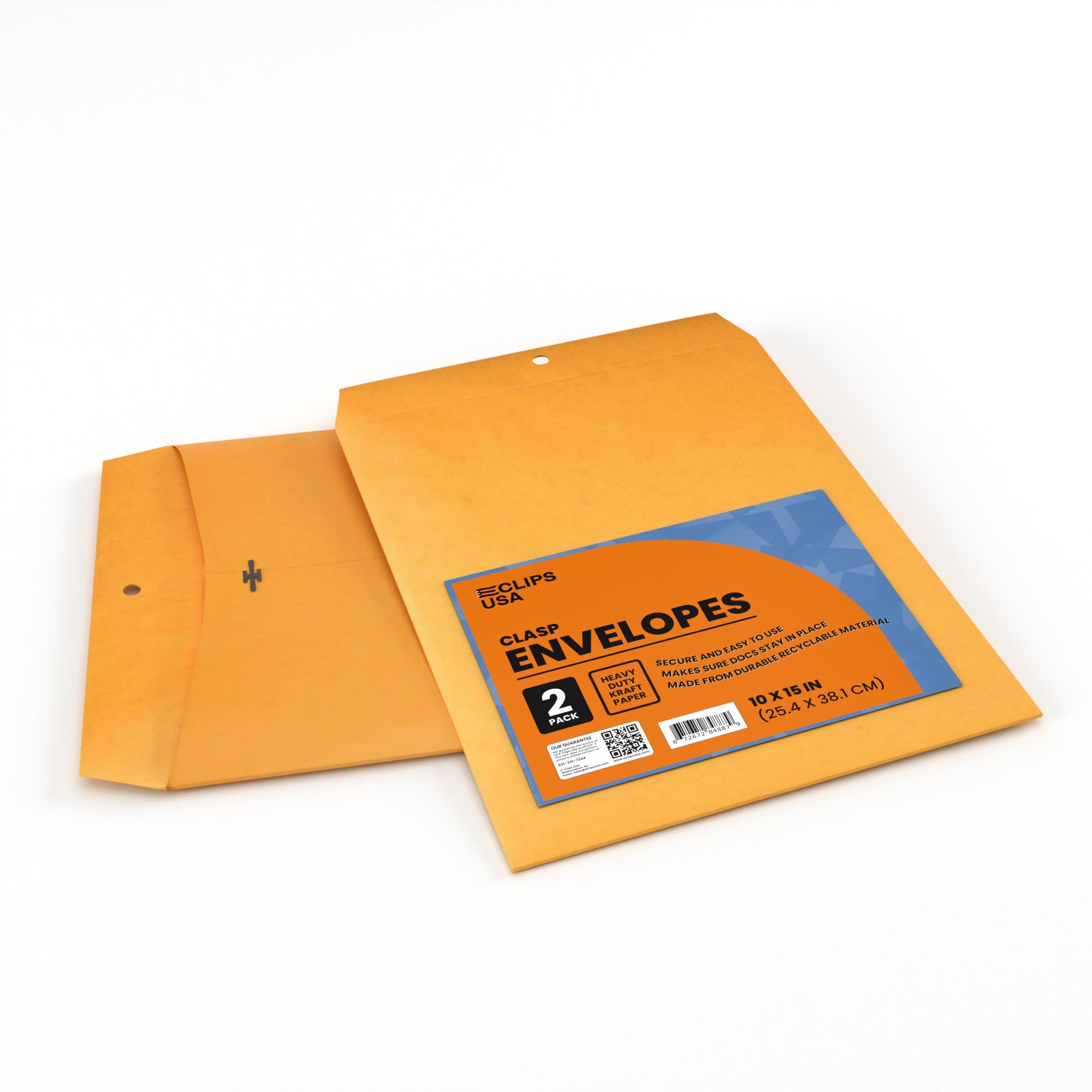 E-Clips USA 2-Count Kraft Clasp Envelopes - 10 x 15 Inches