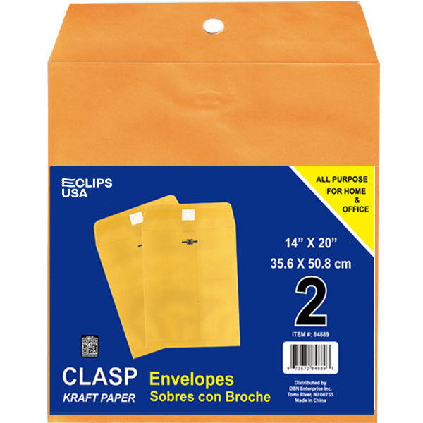 84889: Manila Clasp Envelopes ,14x20, 2 Pack