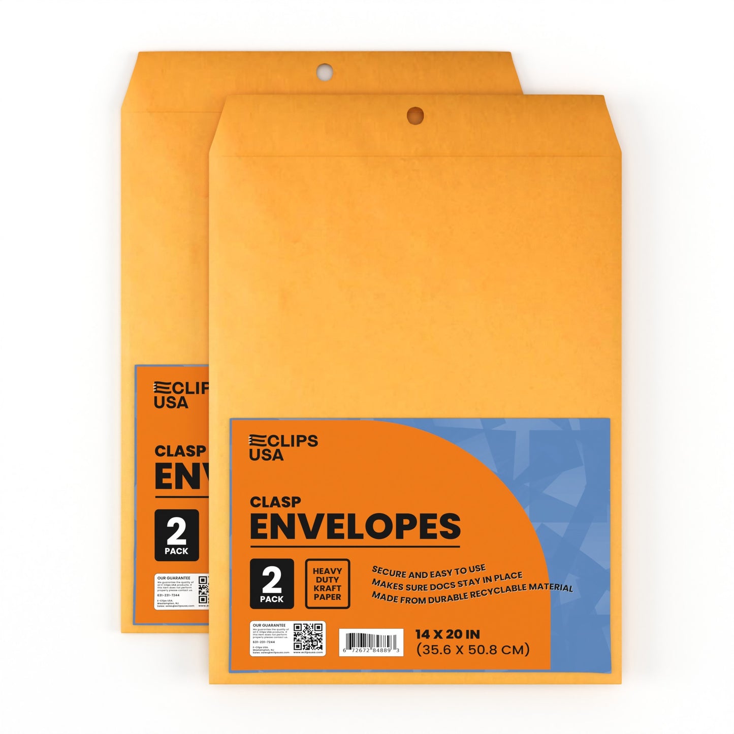 Kraft Clasp Envelopes - 14 X 20 Inches, 2-count