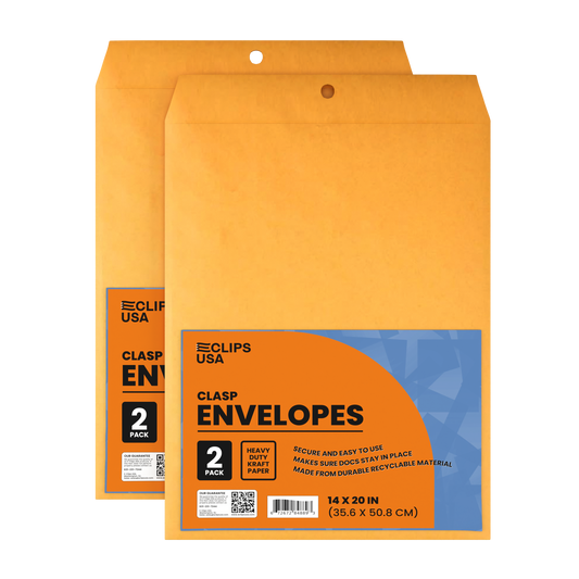 Kraft Clasp Envelopes - 14 X 20 Inches, 2-count