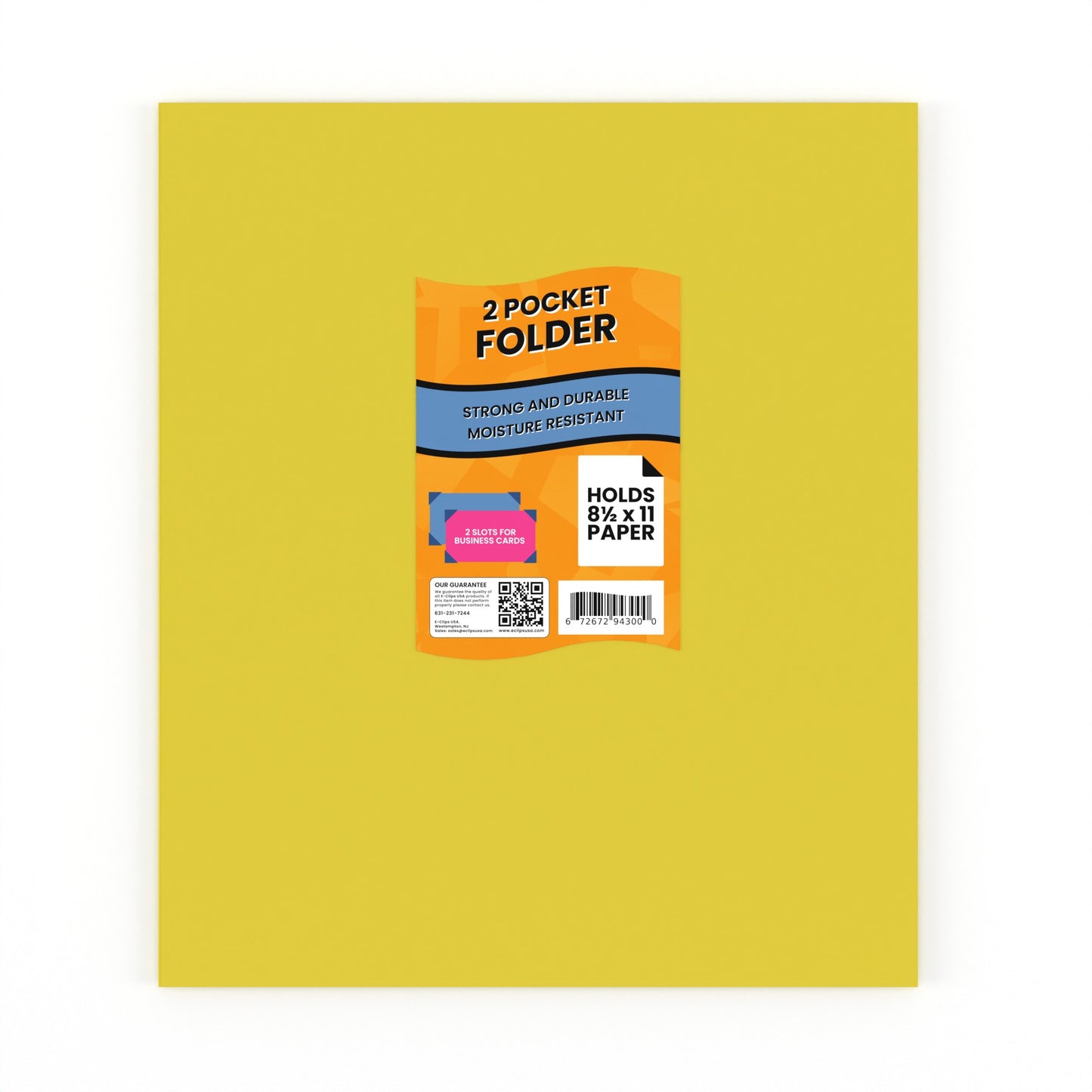 Paper Folders:  With Business Card Slots, (Yellow), units/100