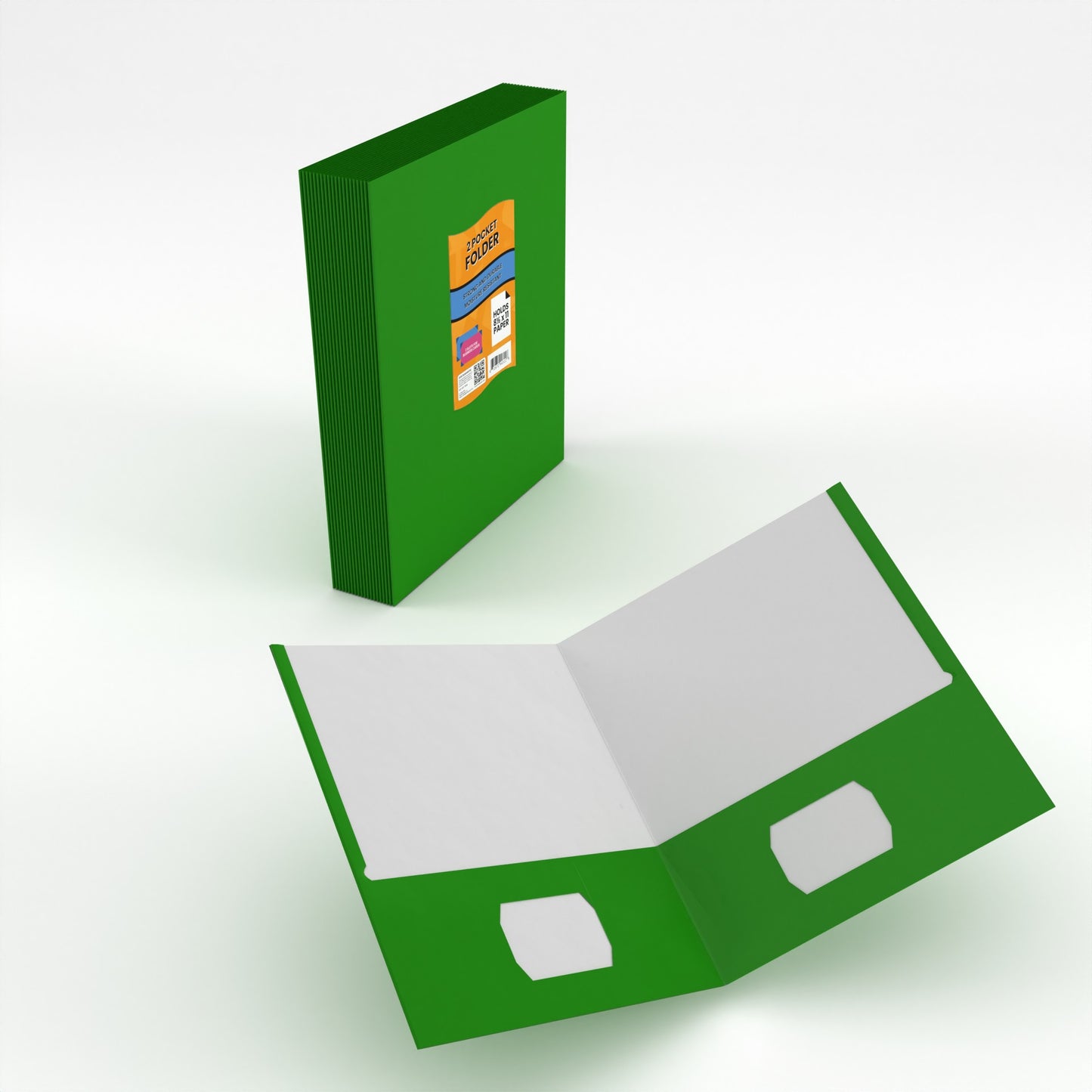 Paper Folders:  With Business Card Slots, (Green), units/100