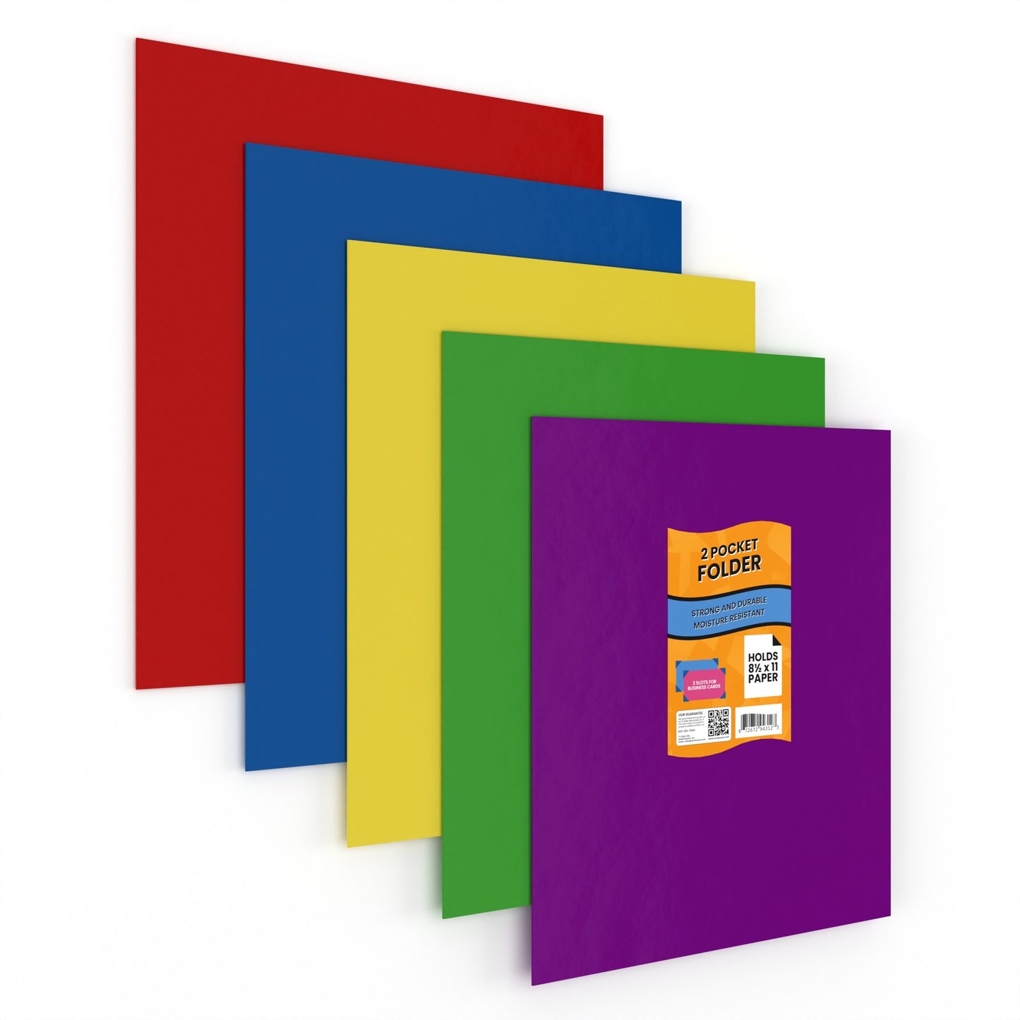 Paper Pocket Folders - 2-pocket Portfolio With Business Card Slots, Assorted Colors