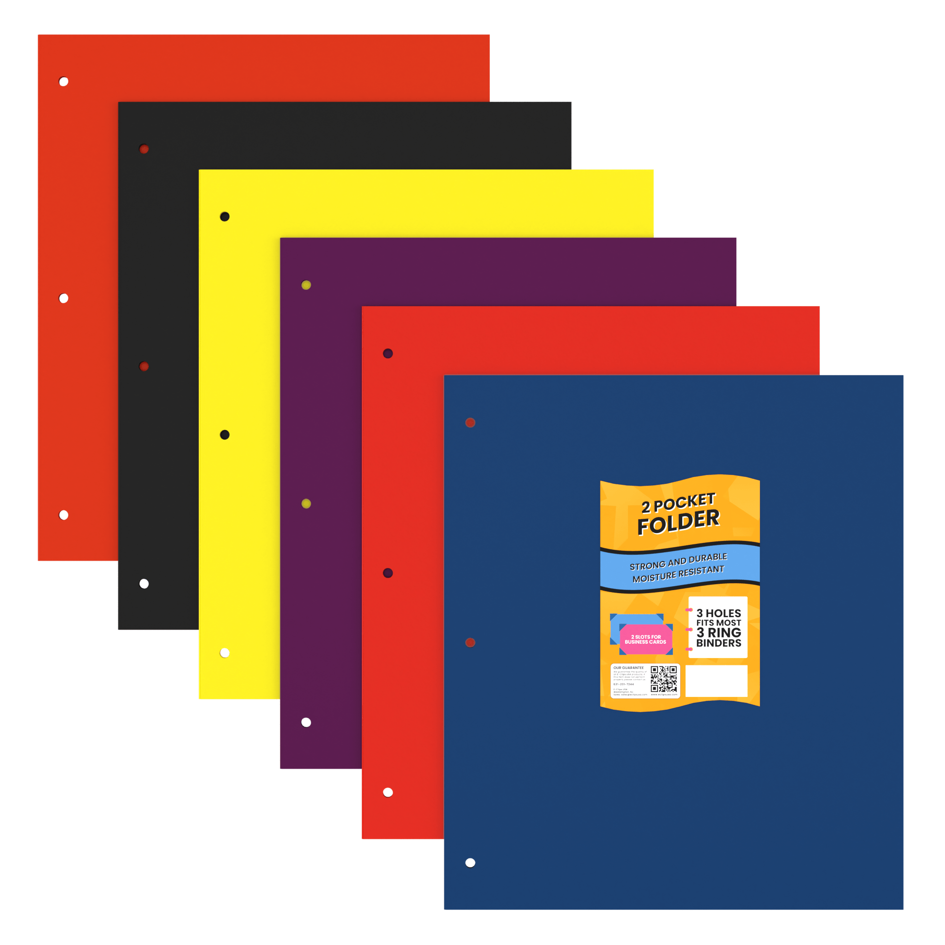 100 Units: E-Clips USA Paper Pocket Binder Folders