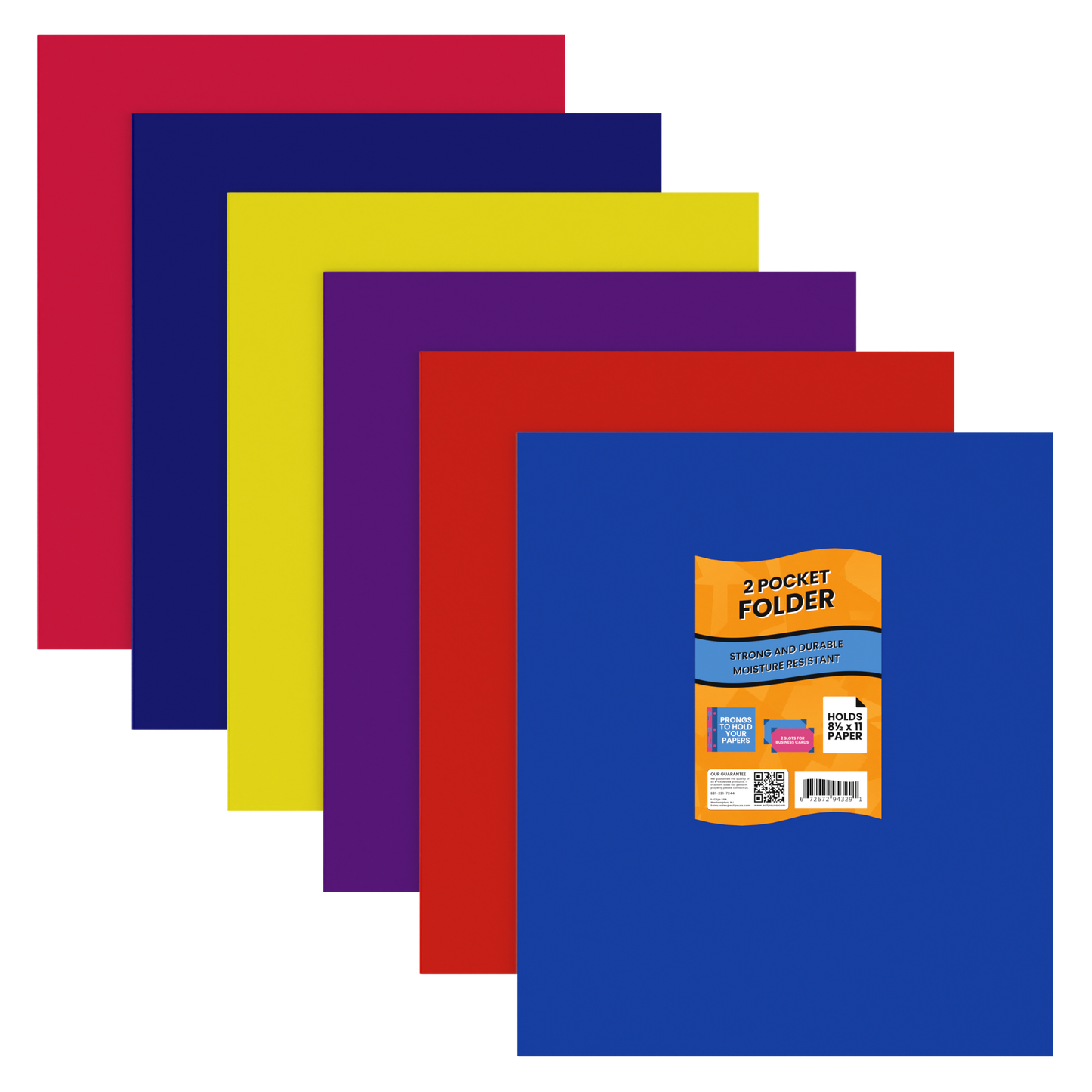 Paper Folders: 3 Prongs, (Assorted Colors), units/100