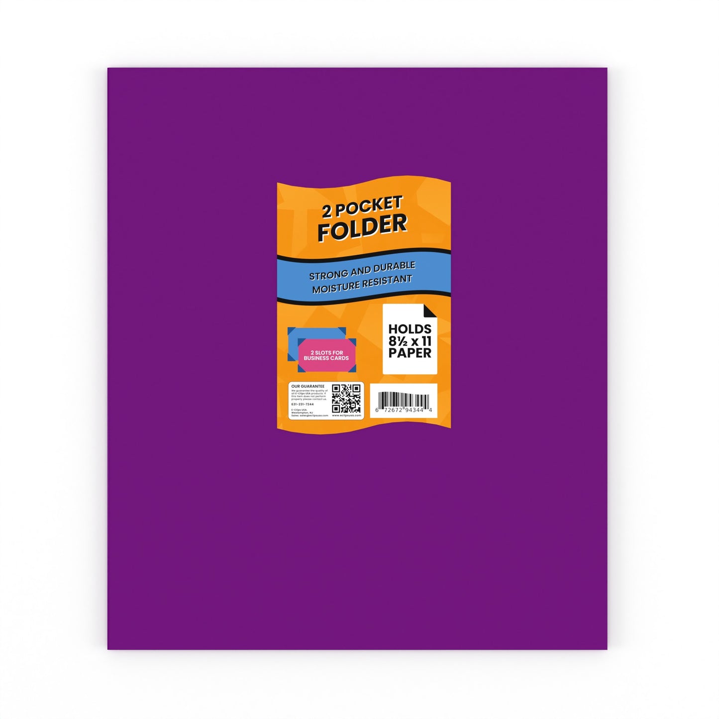 Purple Paper Pocket Folders - 2-pocket Portfolio With Business Card Slots