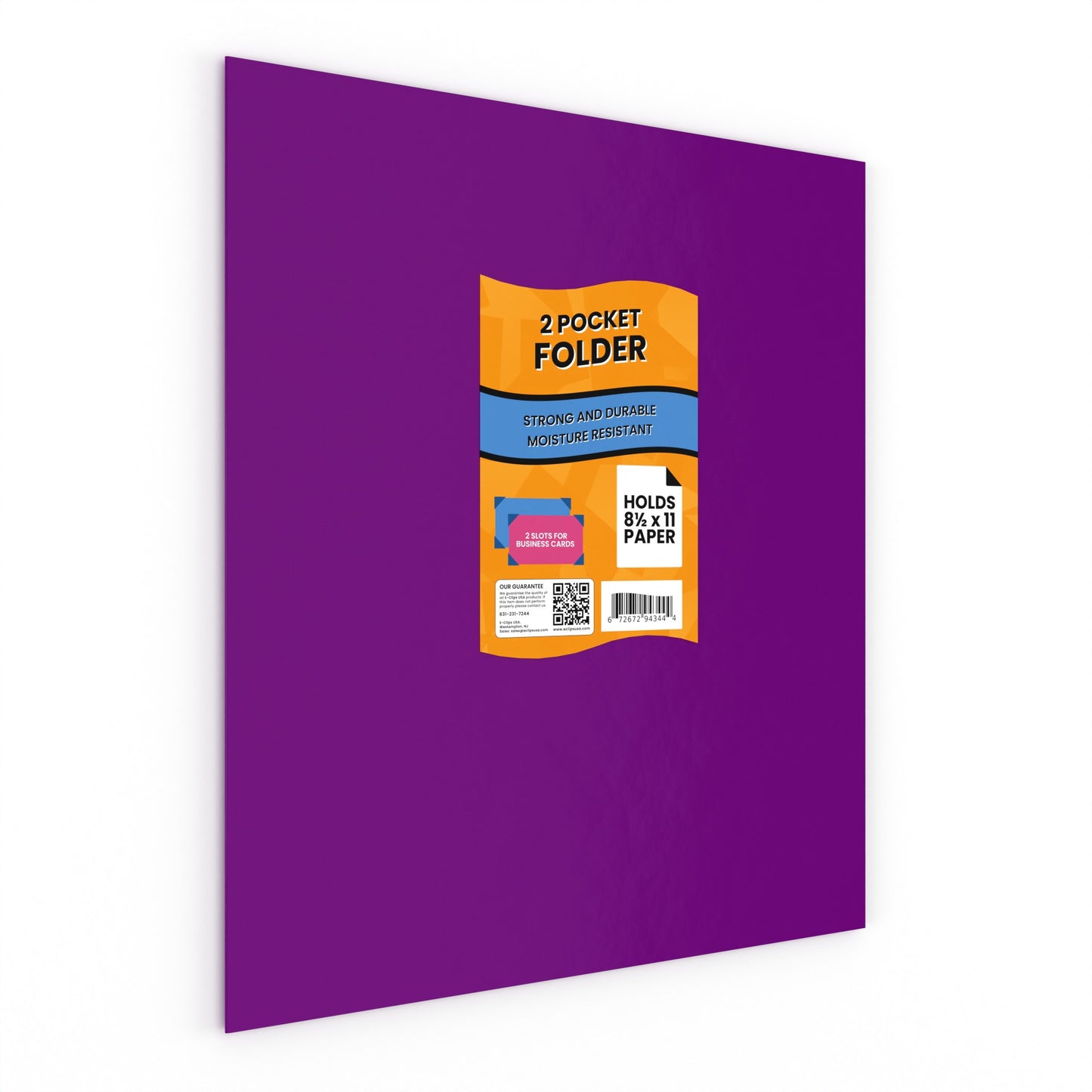 Purple Paper Pocket Folders - 2-pocket Portfolio With Business Card Slots