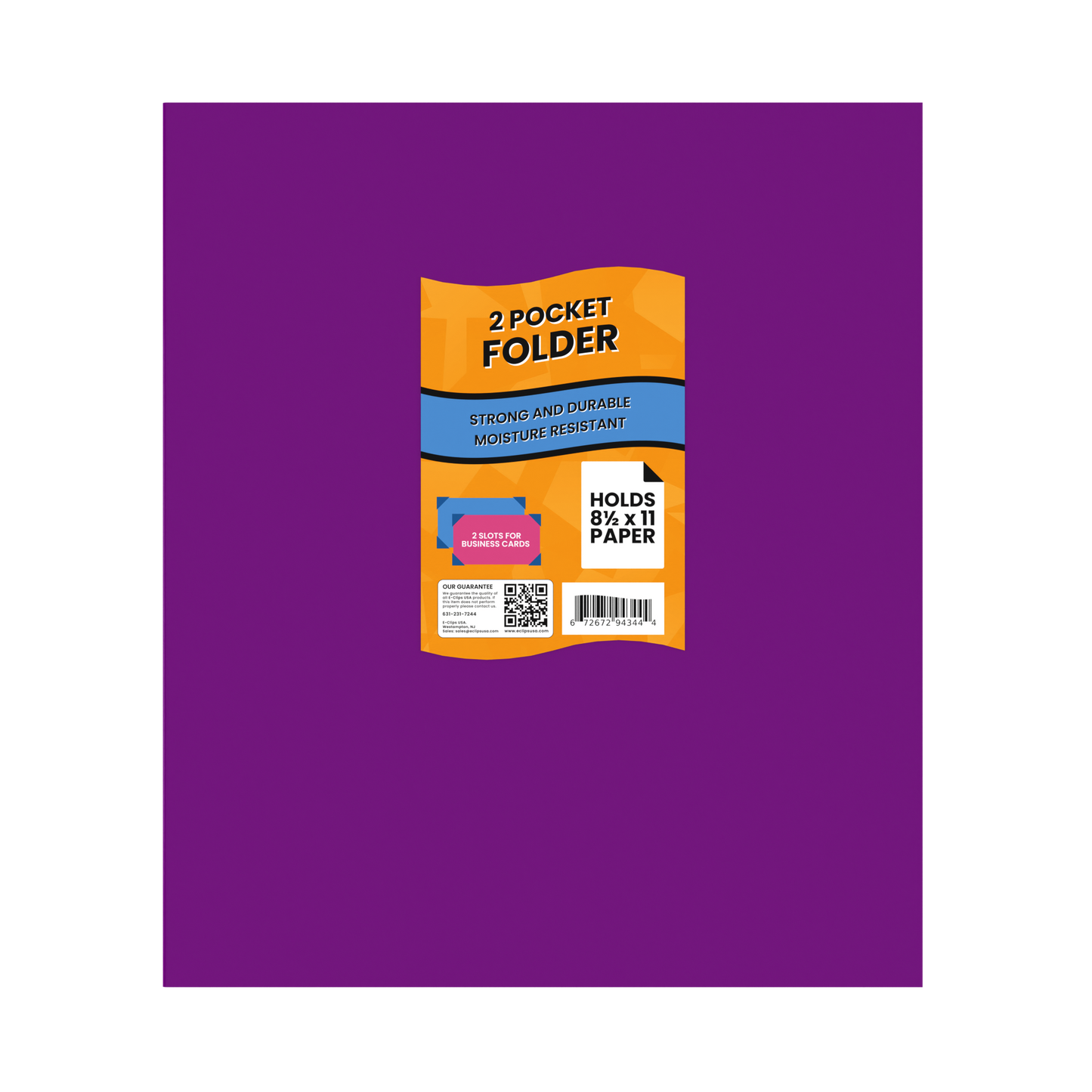 Purple Paper Pocket Folders - 2-pocket Portfolio With Business Card Slots