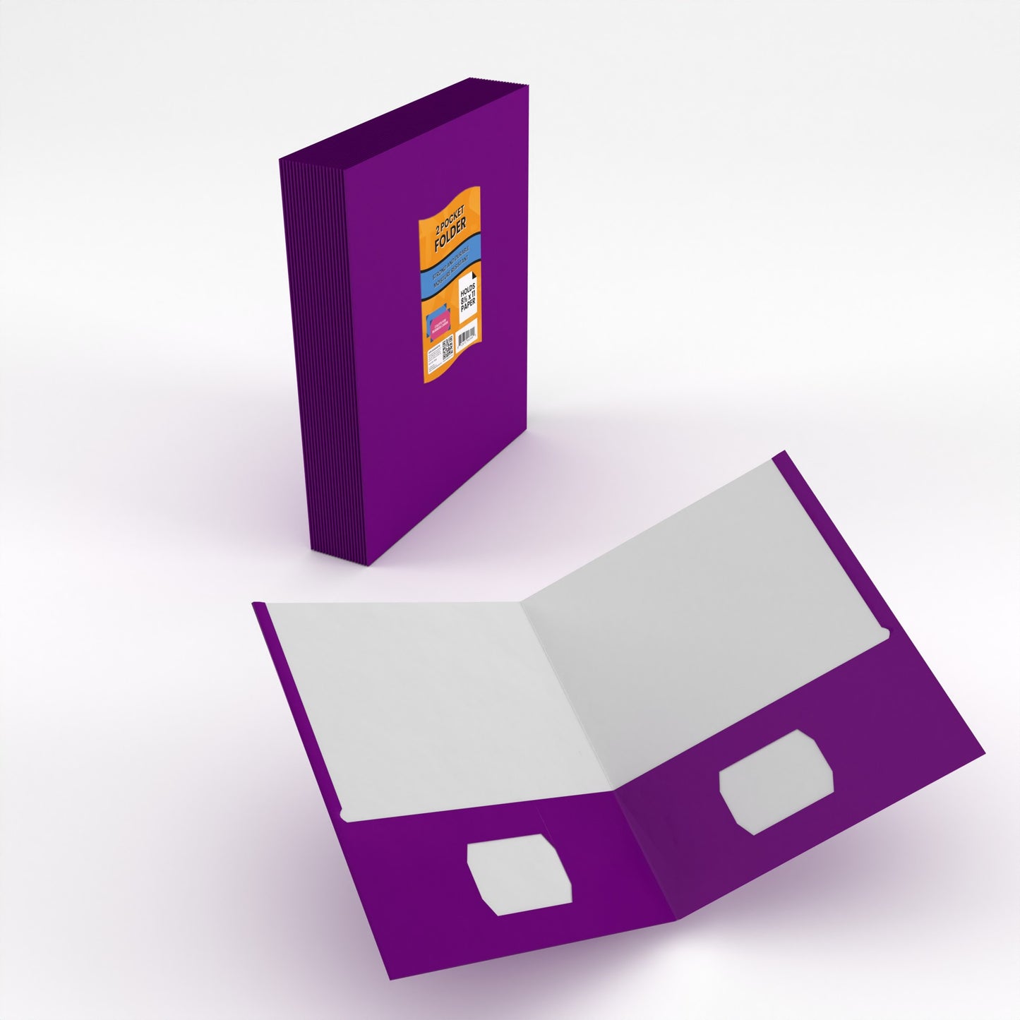 Purple Paper Pocket Folders - 2-pocket Portfolio With Business Card Slots