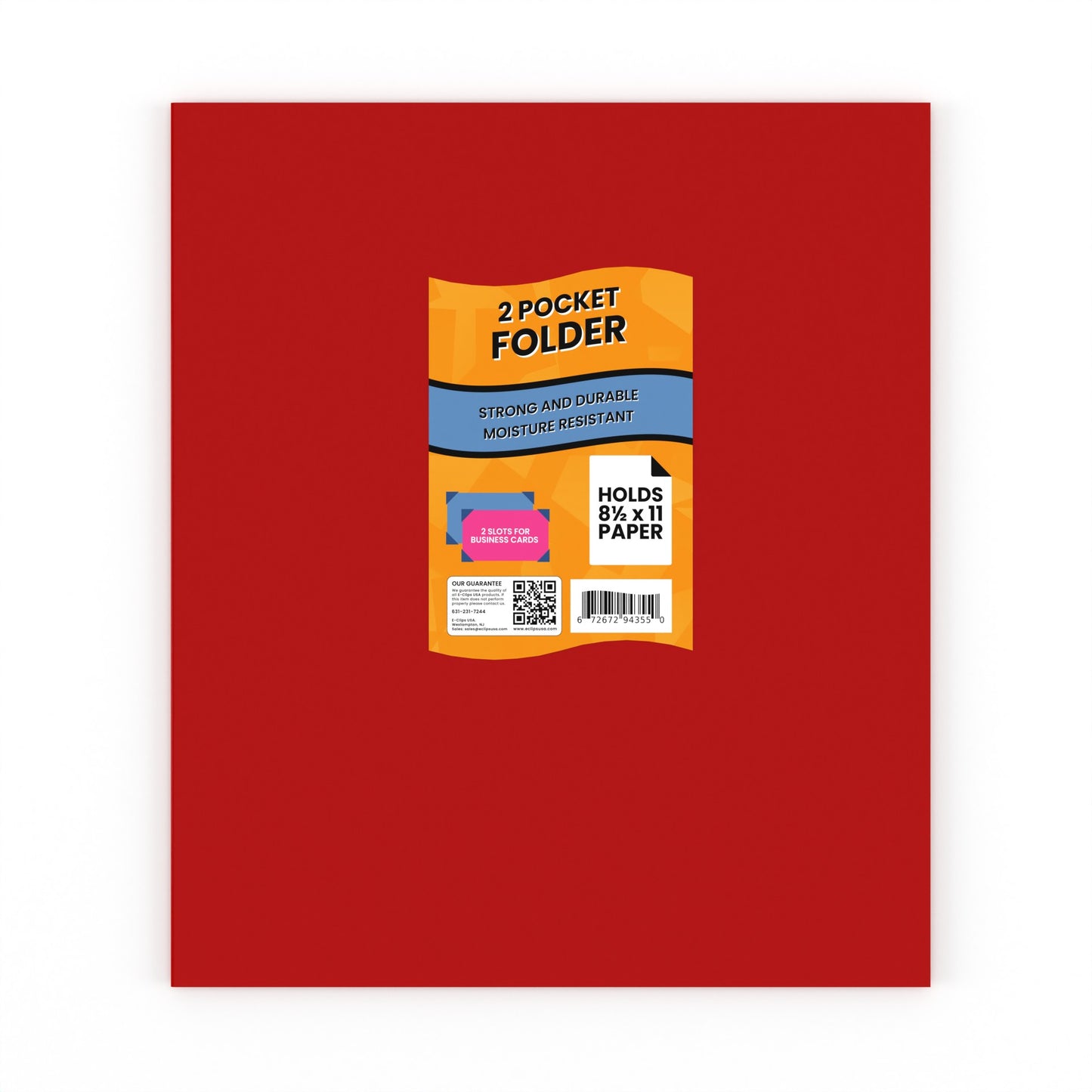 Red Paper Pocket Folders - 2-pocket Portfolio With Business Card Slots